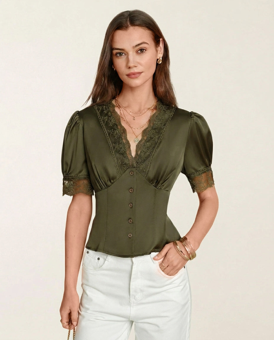 Women's Woven Polyester Blouses Tops - RIHOAS