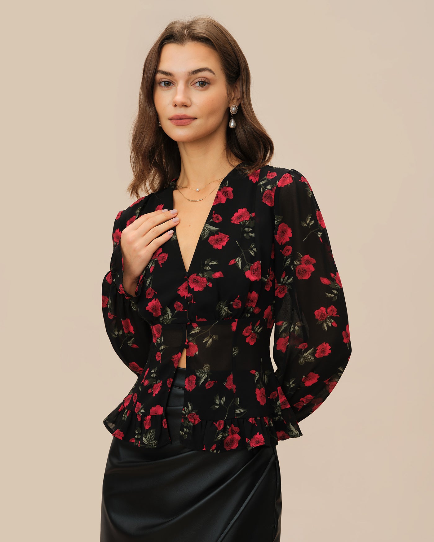 Women's Woven Polyester Blouses Tops - RIHOAS