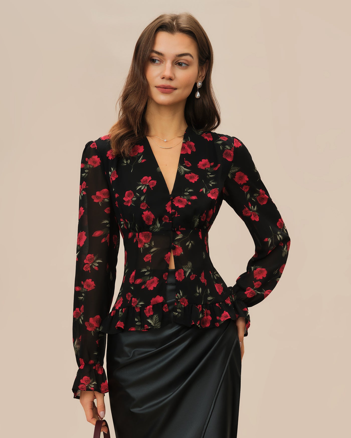 Women's Woven Polyester Blouses Tops - RIHOAS