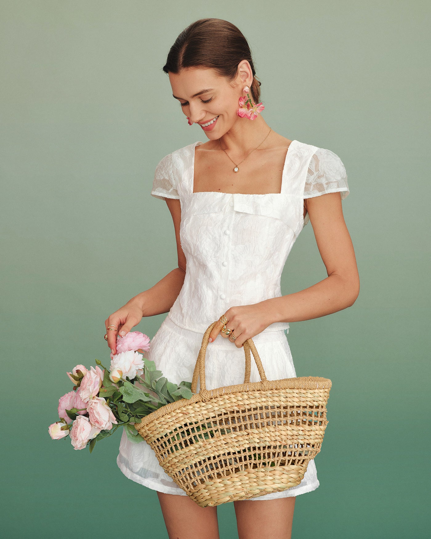 Women's Woven Polyester Blouses White Tops - RIHOAS