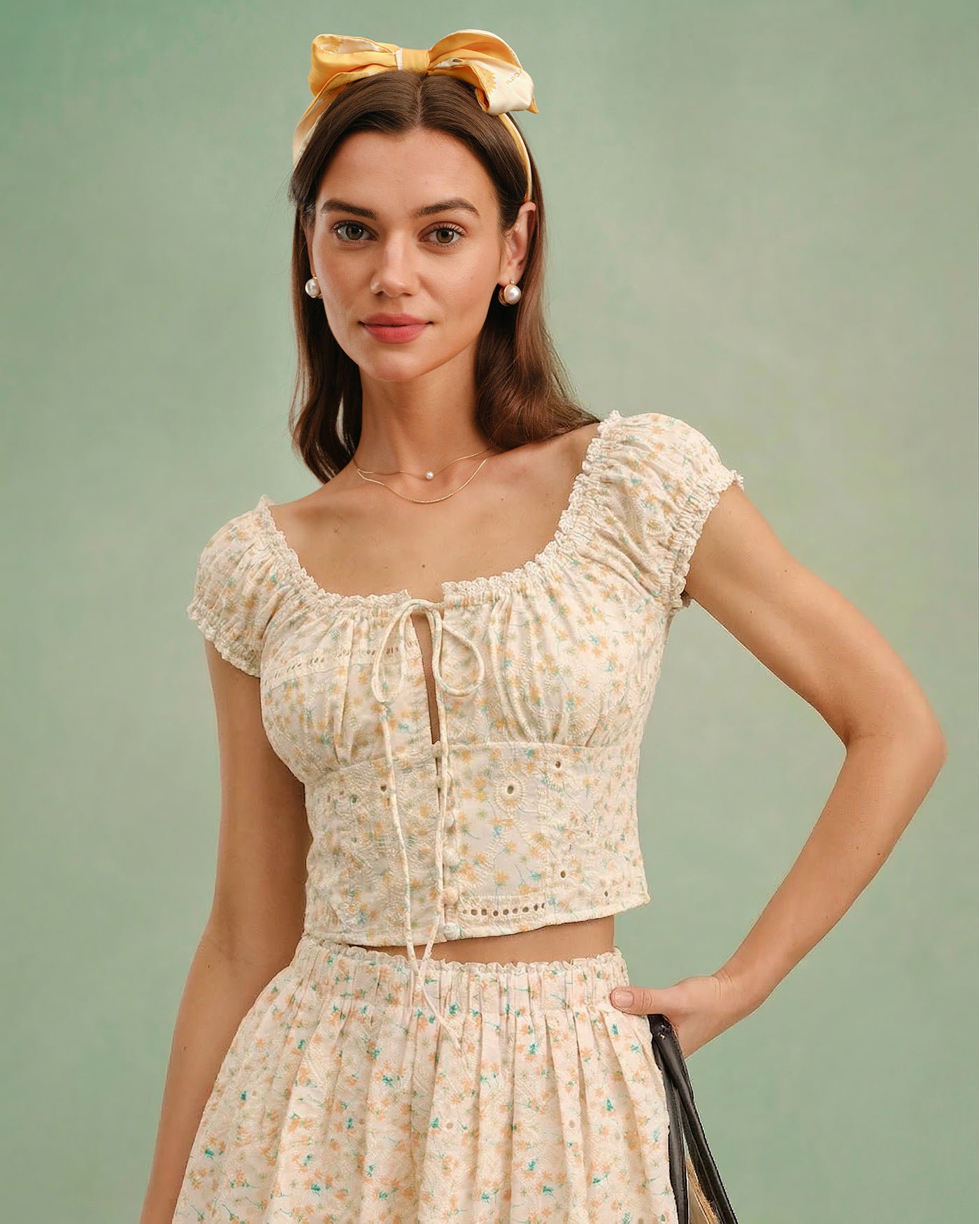 Women's Woven Polyester Blouses Yellow Tops - RIHOAS