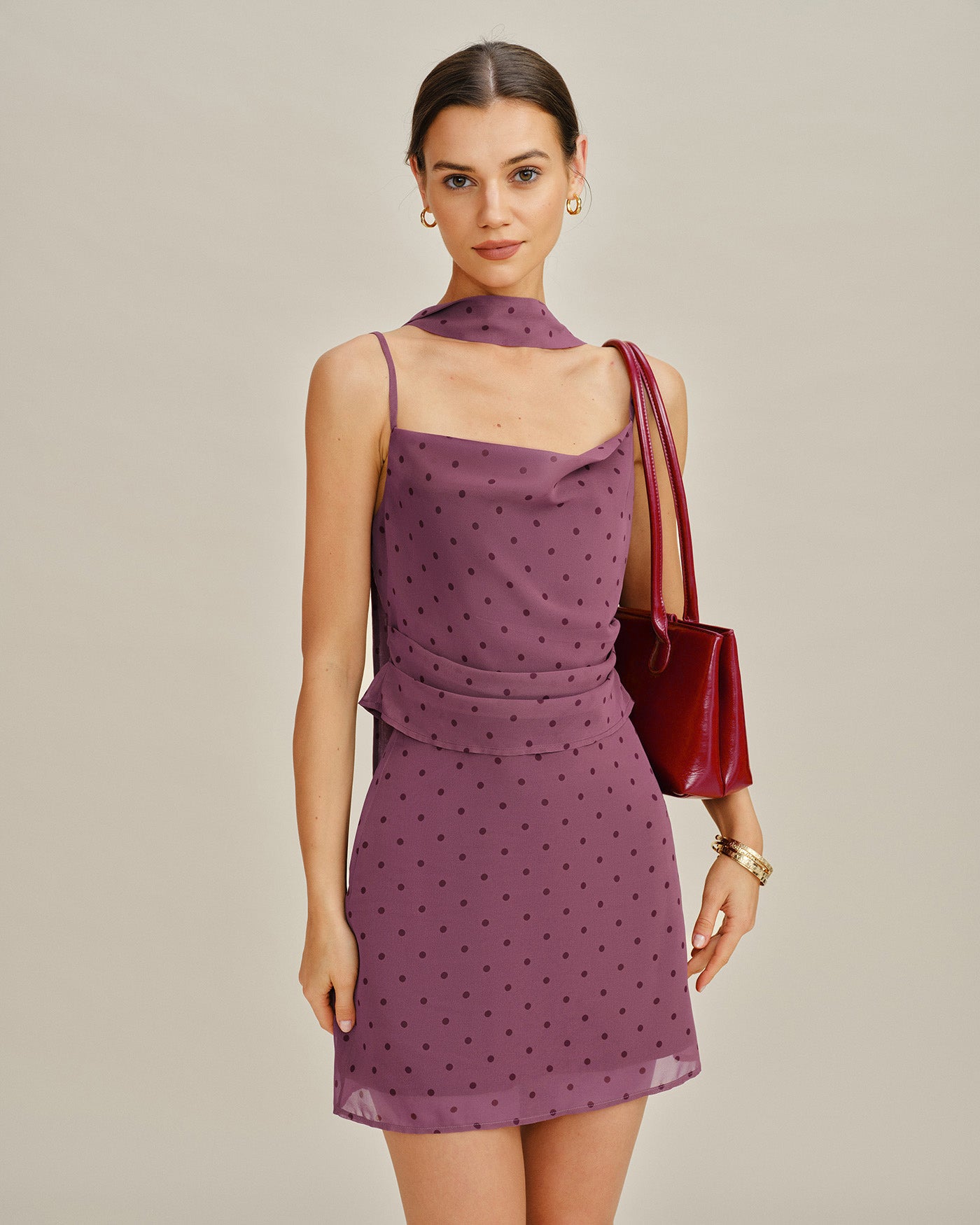 Women's Woven Polyester Camis Purple Tops - RIHOAS
