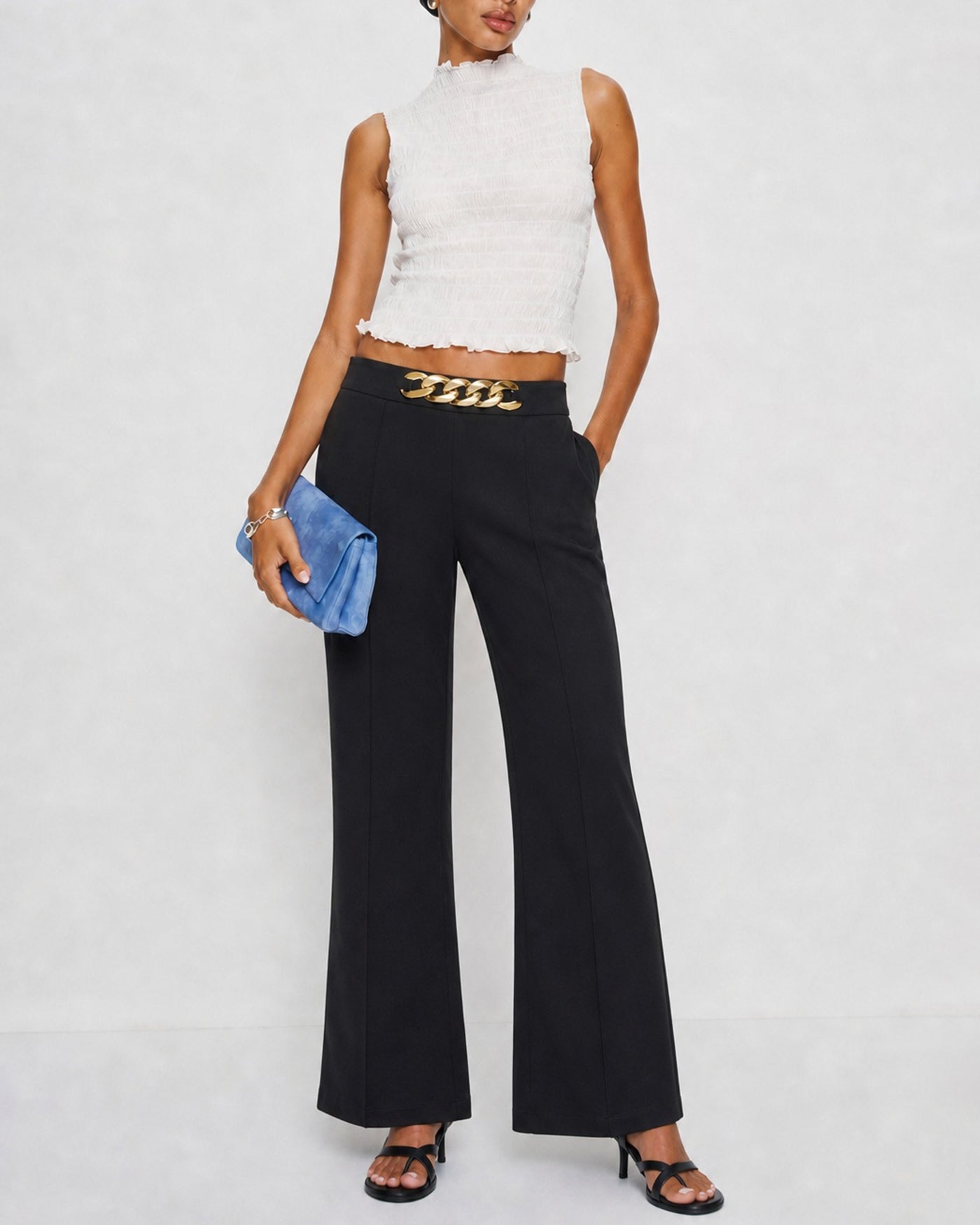 Women's Woven Polyester Casual Pants Bottoms - RIHOAS