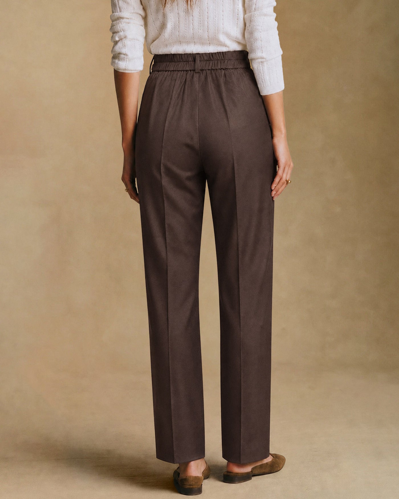 Women's Woven Polyester Casual Pants Bottoms - RIHOAS