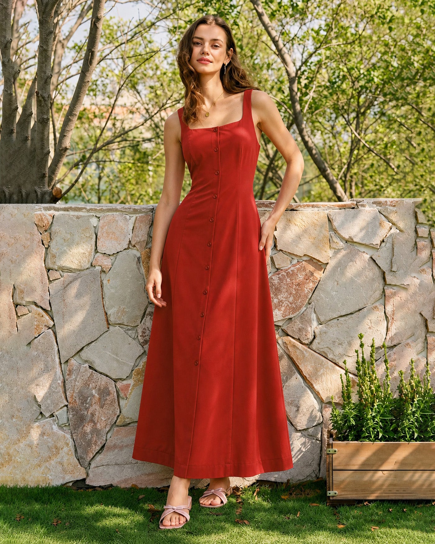 Women's Woven Polyester Maxi Dress Dresses - RIHOAS