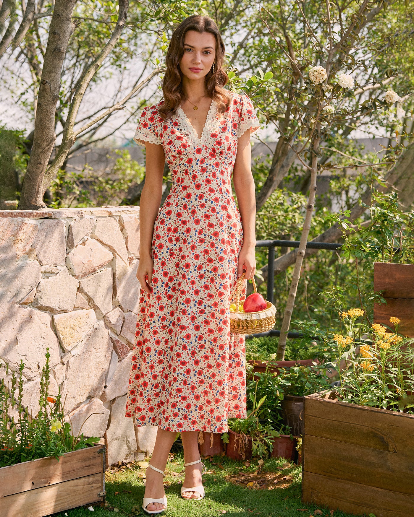 Women's Woven Polyester Maxi Dress Red Dresses - RIHOAS