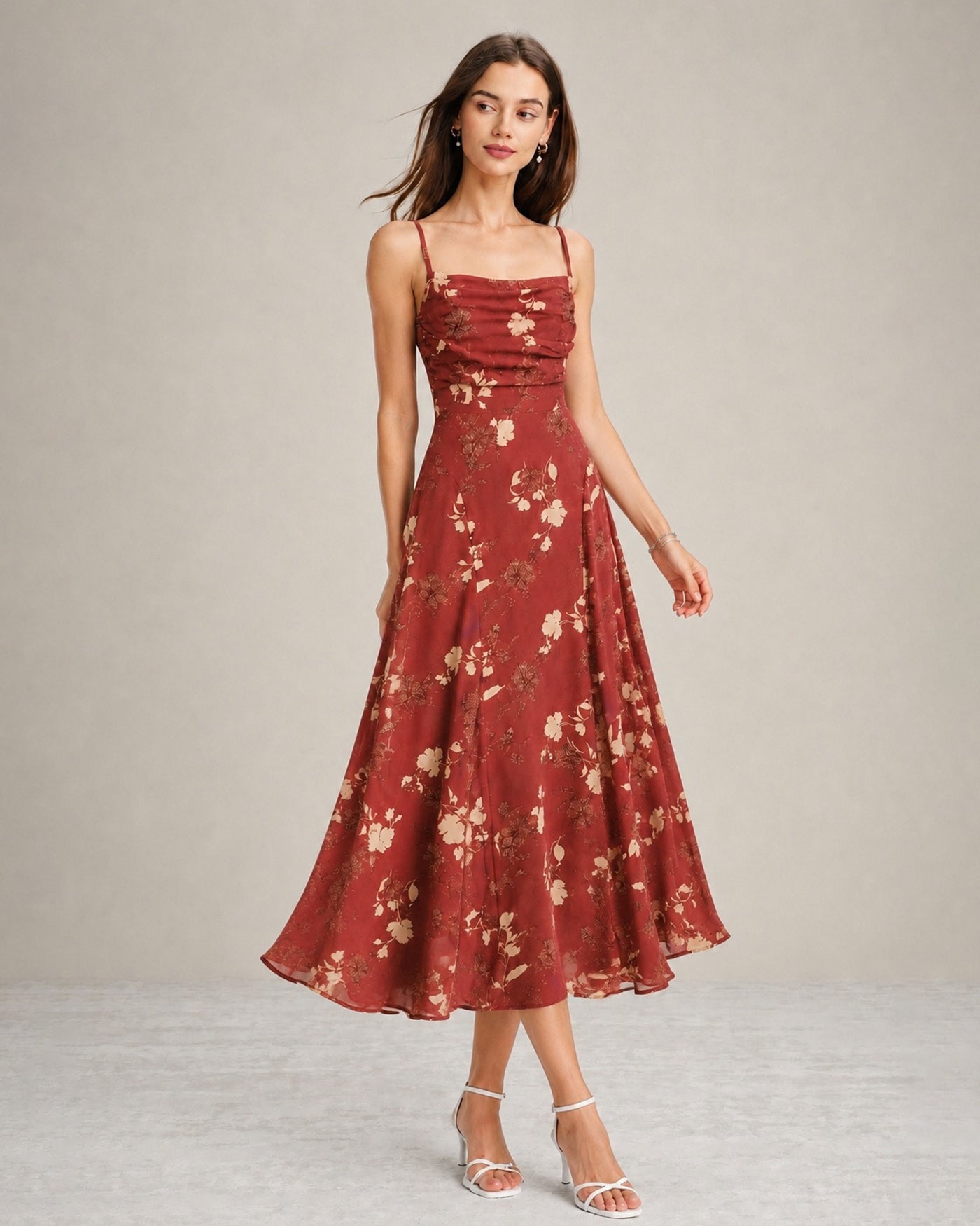 Women's Woven Polyester Maxi Dresses Red Dresses - RIHOAS