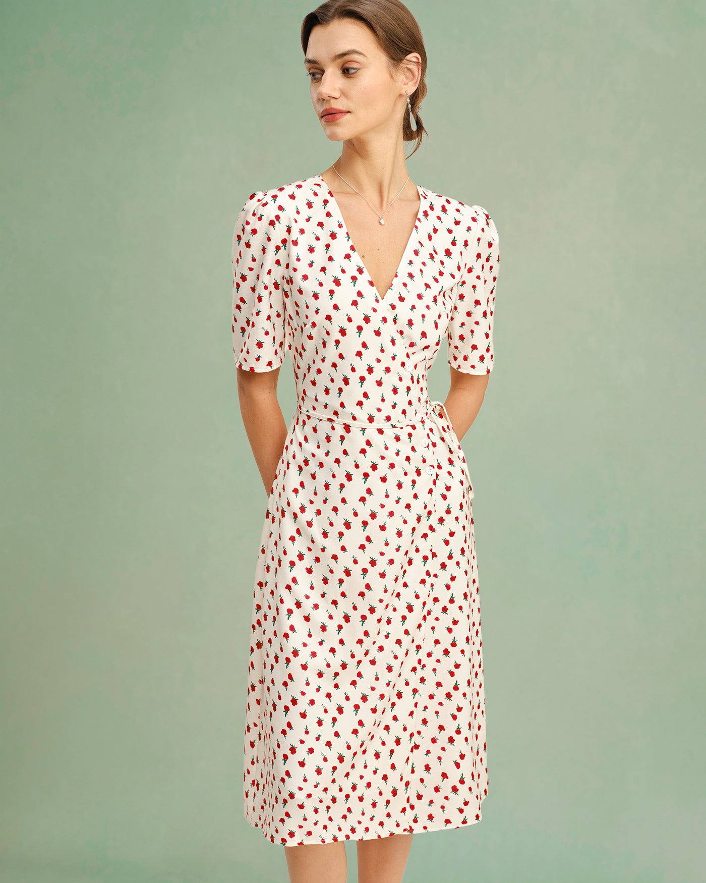 Women's Woven Polyester Midi Dress Dresses - RIHOAS