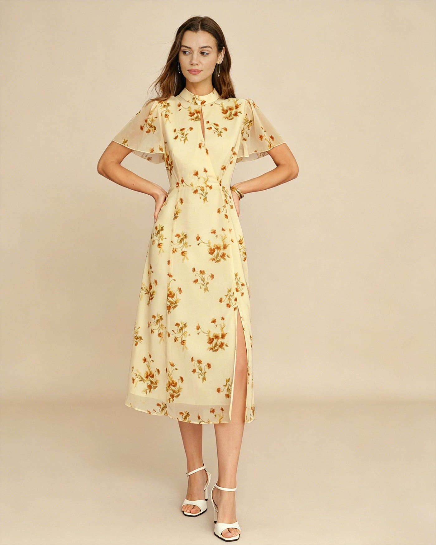 Women's Woven Polyester Midi Dress Dresses - RIHOAS