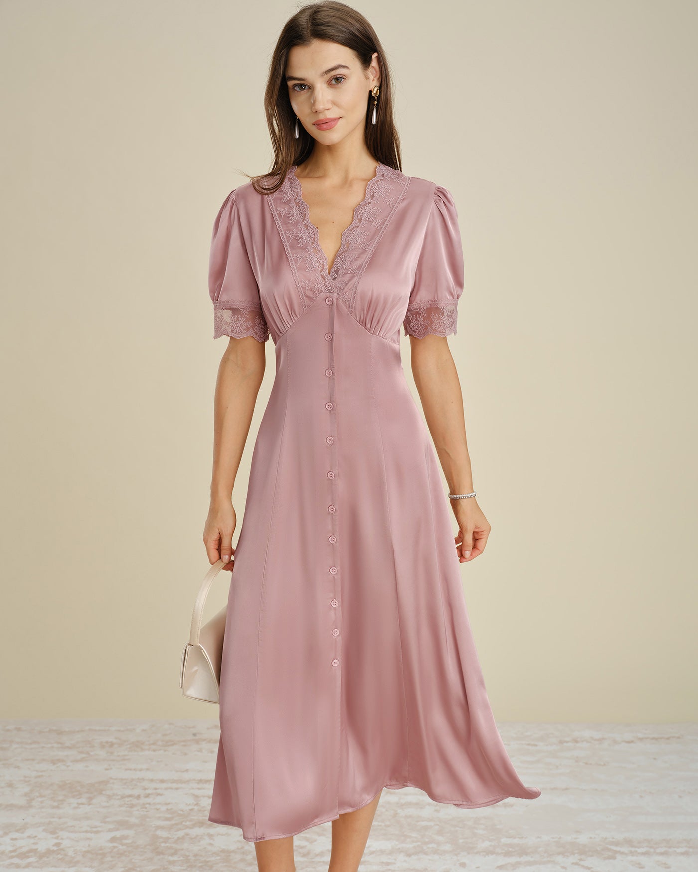 Women's Woven Polyester Midi Dress Dresses - RIHOAS