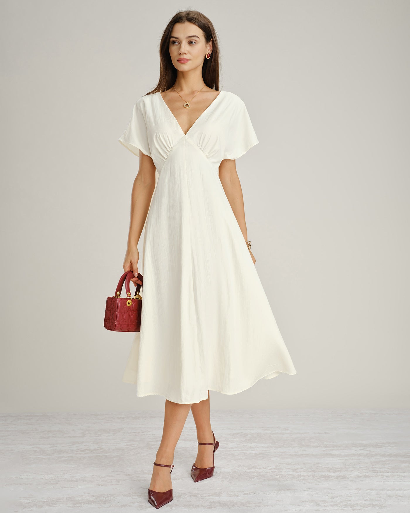 Women's Woven Polyester Midi Dress Dresses - RIHOAS