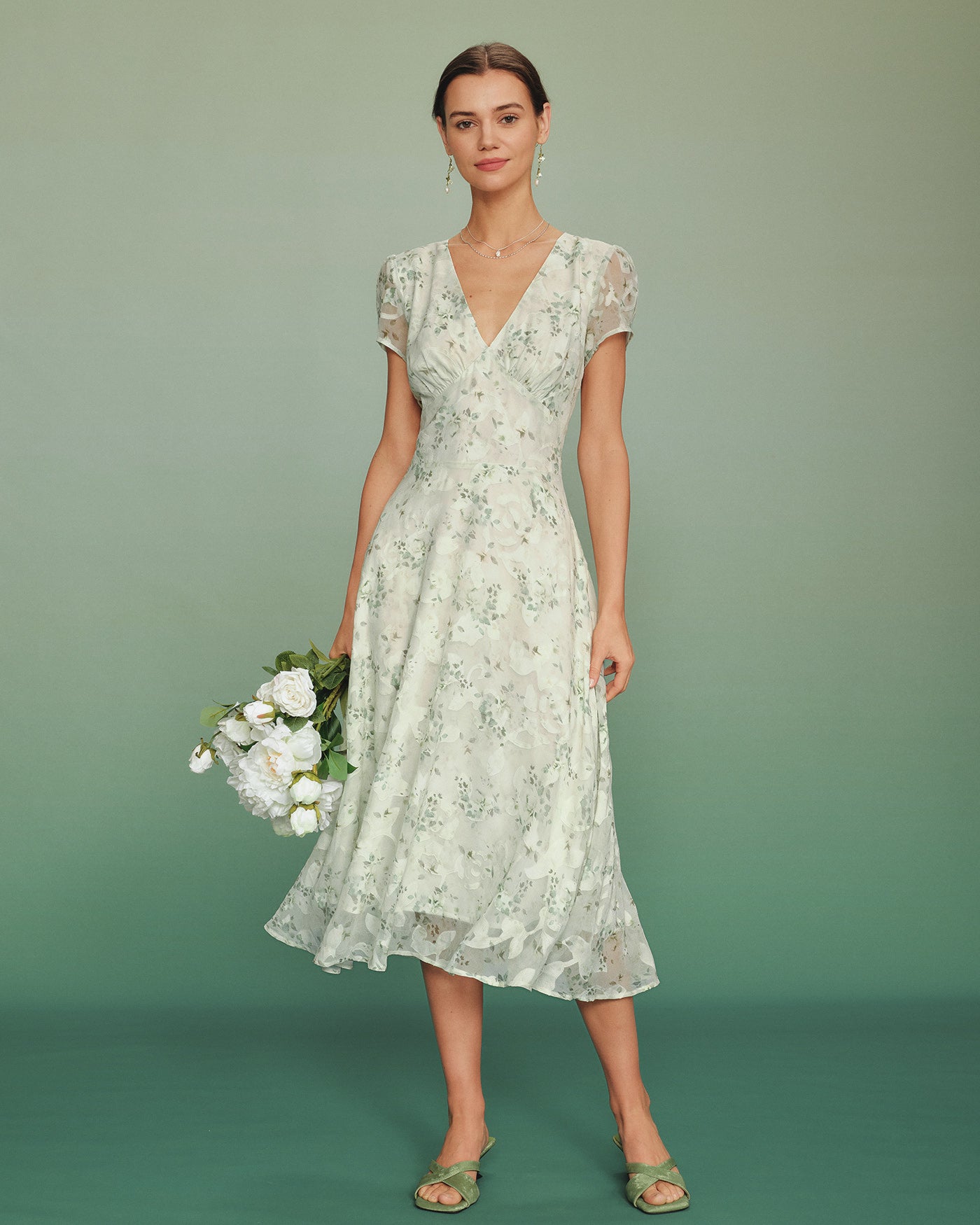 Women's Woven Polyester Midi Dress Dresses - RIHOAS