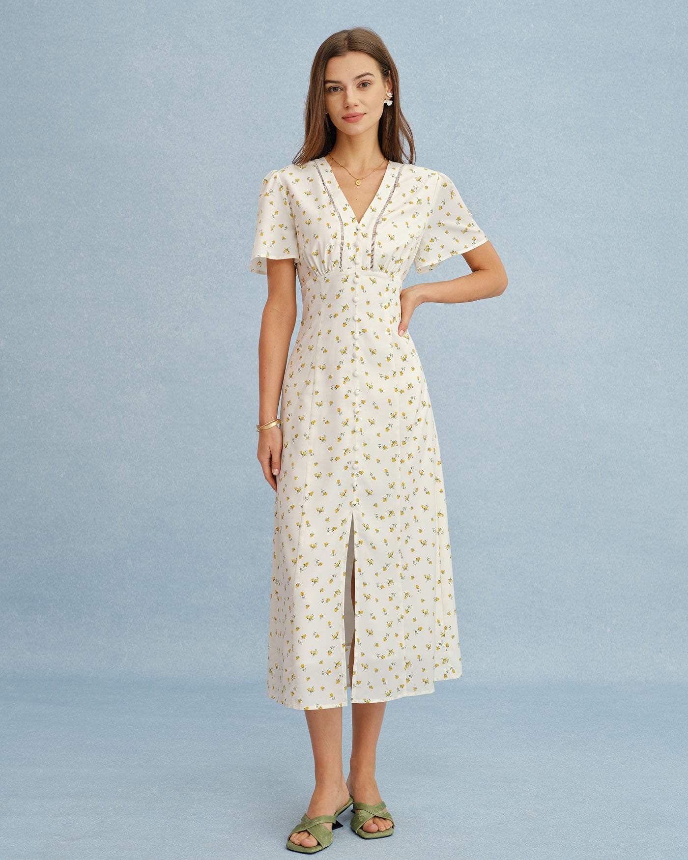 Women's Woven Polyester Midi Dress Dresses - RIHOAS