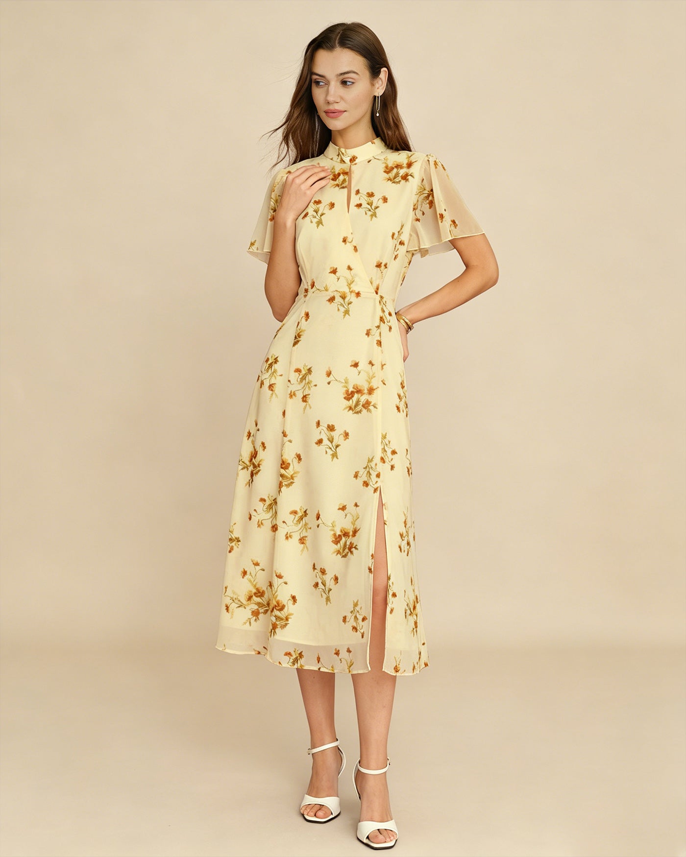 Women's Woven Polyester Midi Dress Dresses - RIHOAS