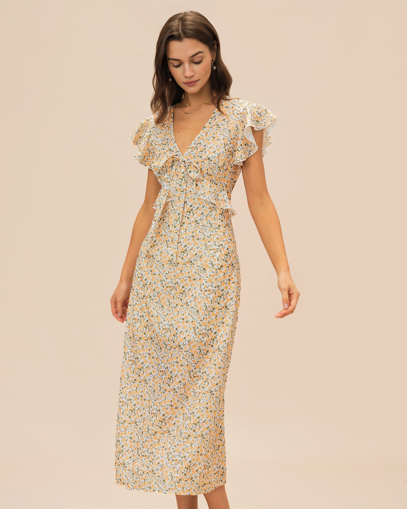 Women's Woven Polyester Midi Dress Dresses - RIHOAS