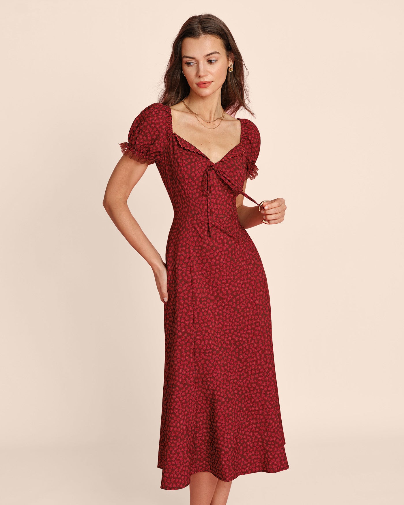 Women's Woven Polyester Midi Dress Dresses - RIHOAS