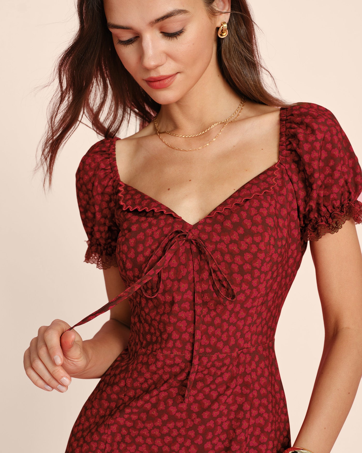 Women's Woven Polyester Midi Dress Dresses - RIHOAS