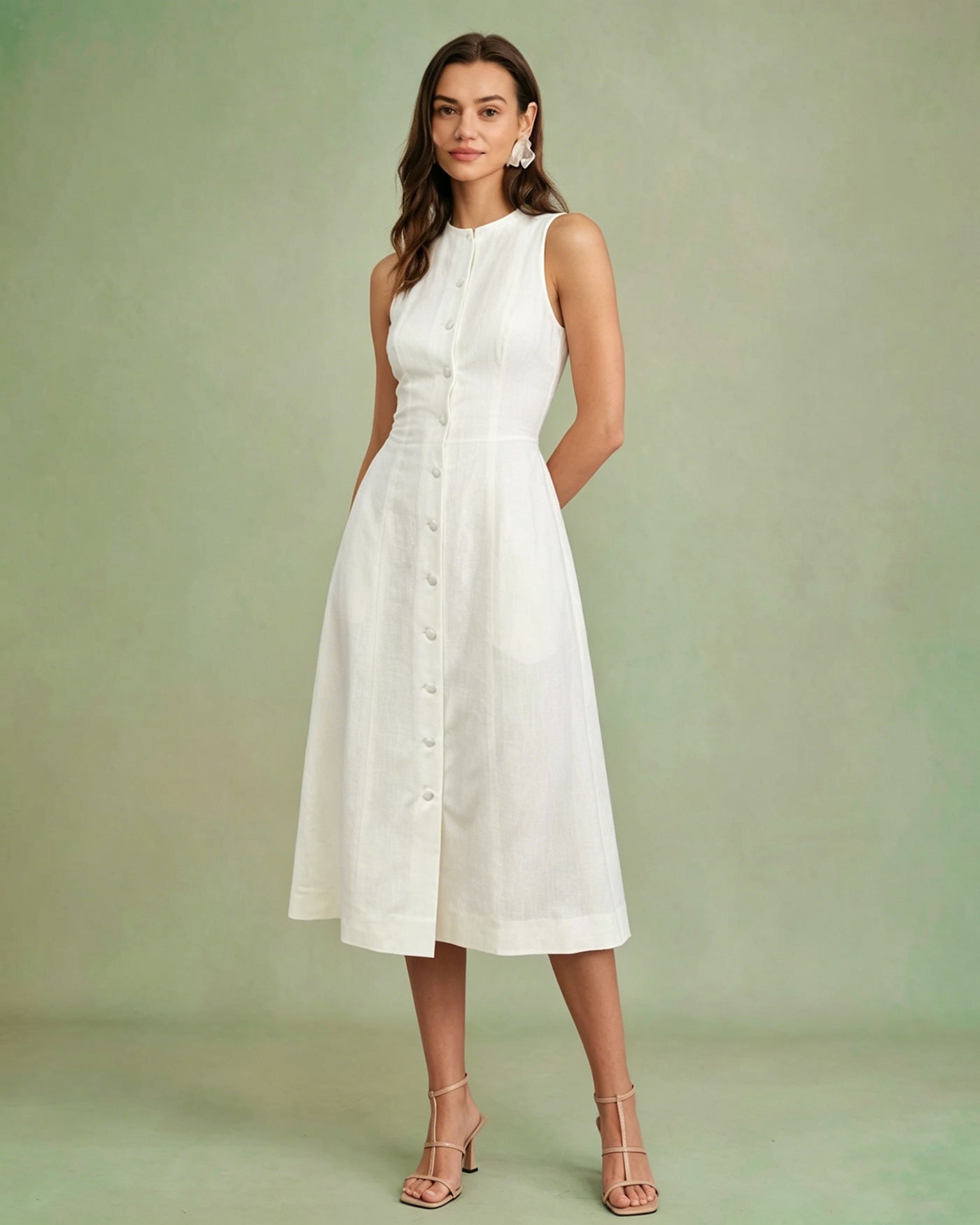 Women's Woven Polyester Midi Dress Dresses - RIHOAS