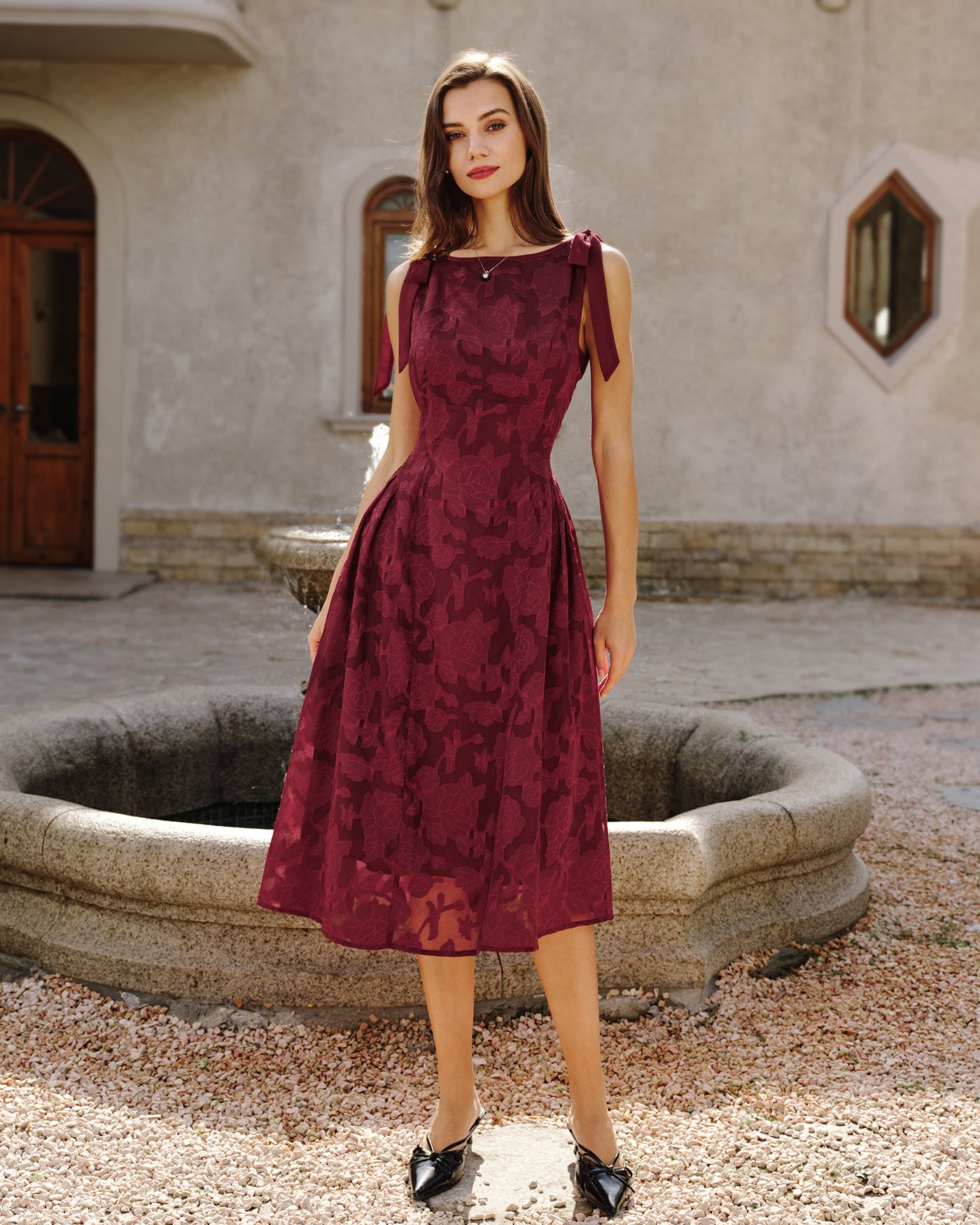 Women's Woven Polyester Midi Dress Dresses - RIHOAS