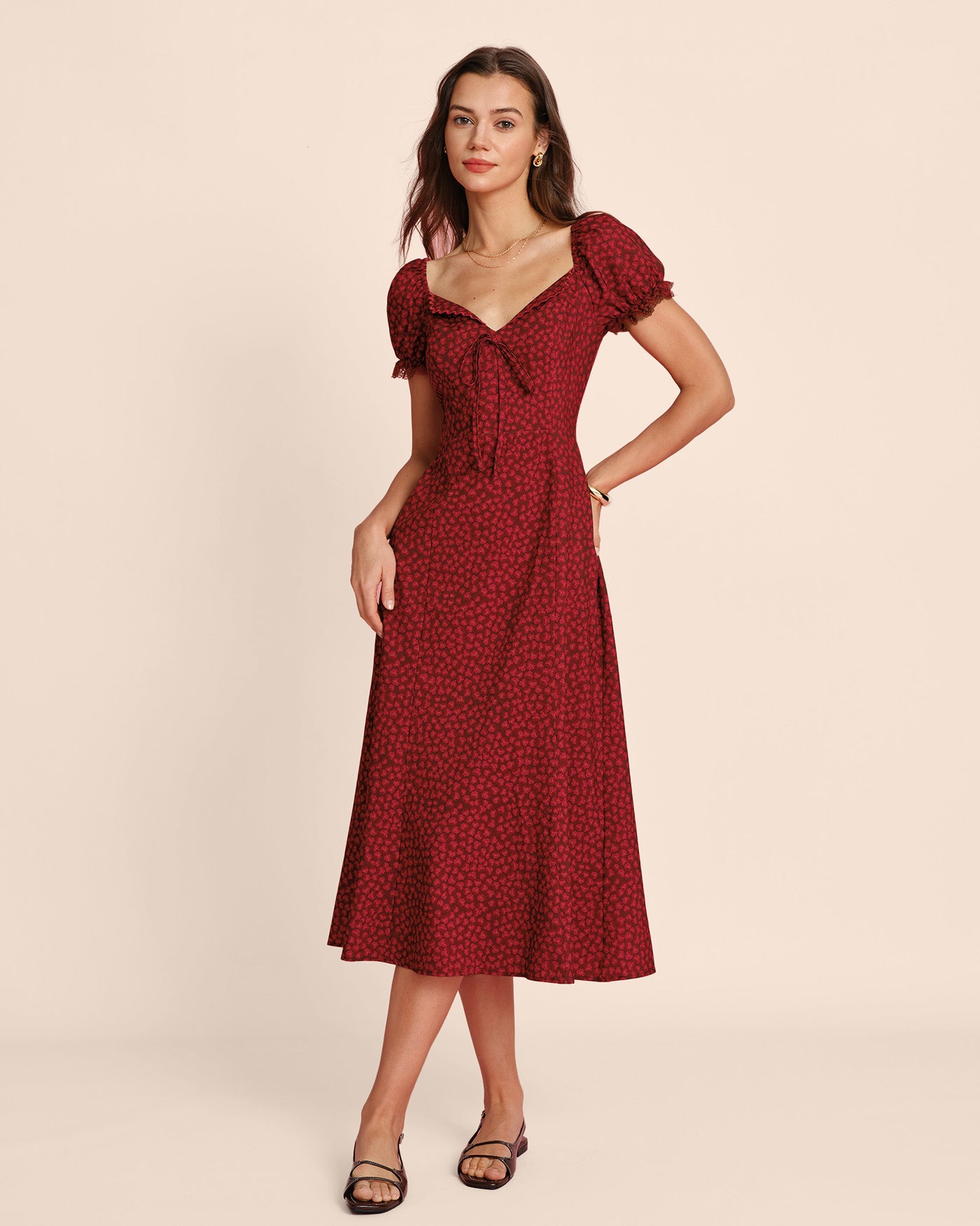 Women's Woven Polyester Midi Dress Dresses - RIHOAS
