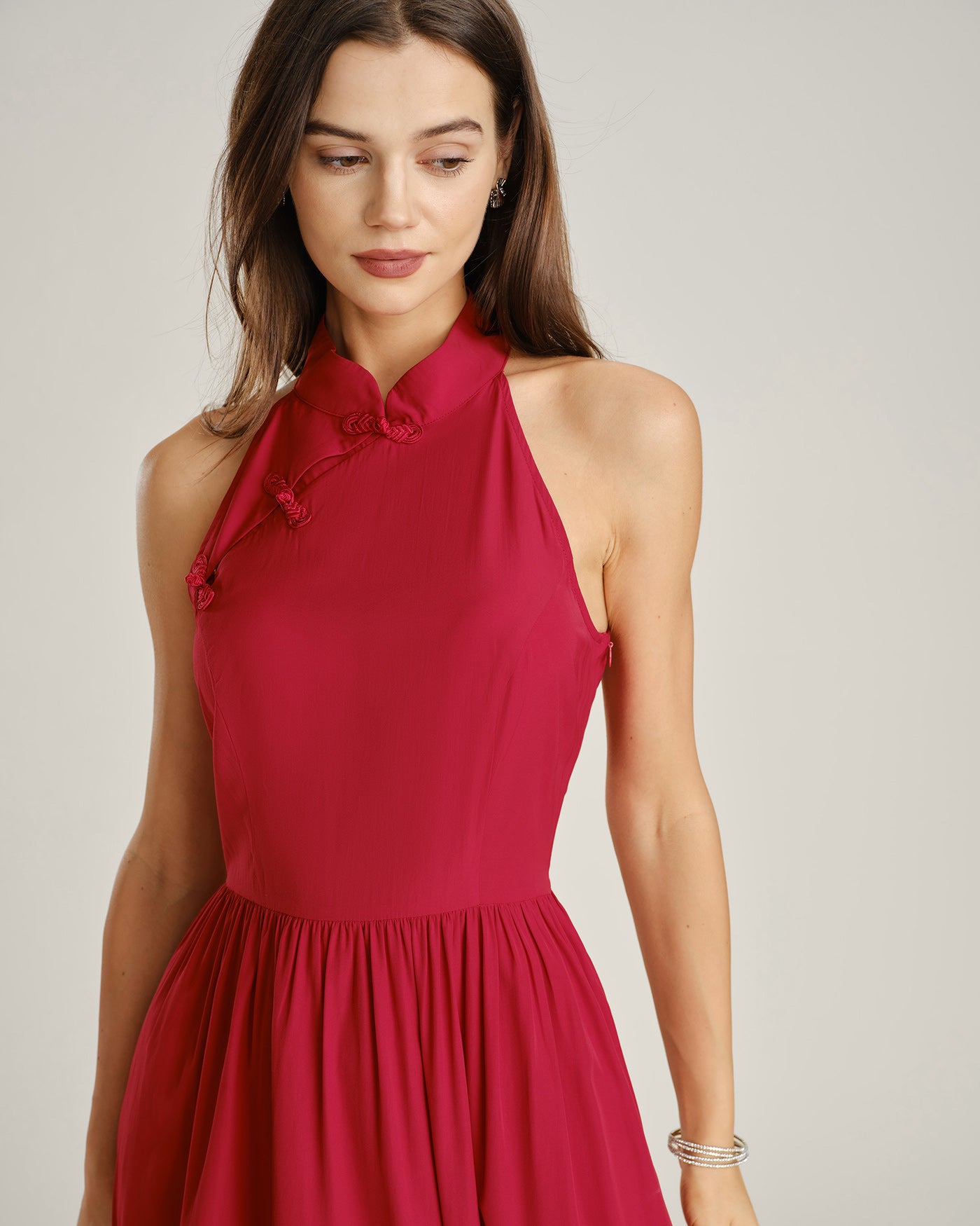 Women's Woven Polyester Midi Dress Dresses - RIHOAS