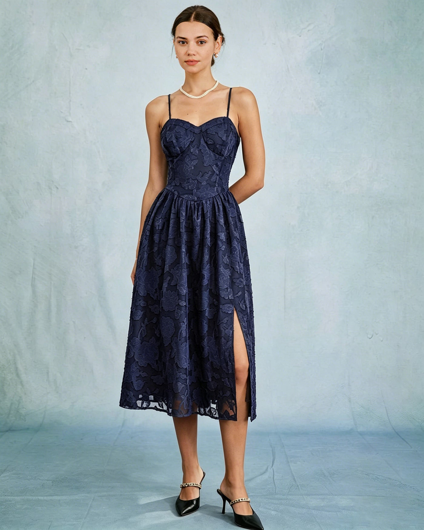 Women's Woven Polyester Midi Dress Dresses - RIHOAS