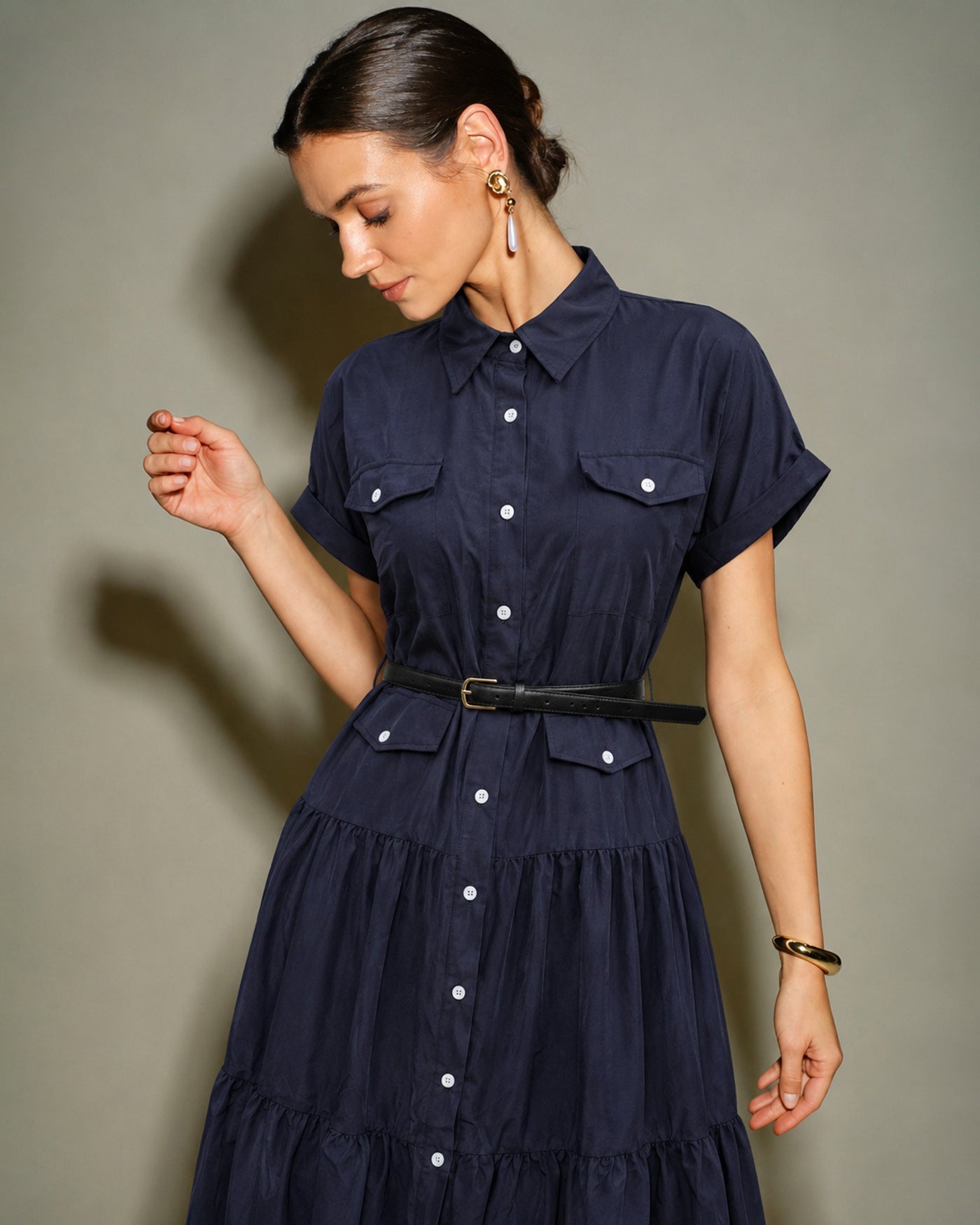 Women's Woven Polyester Midi Dress Dresses - RIHOAS