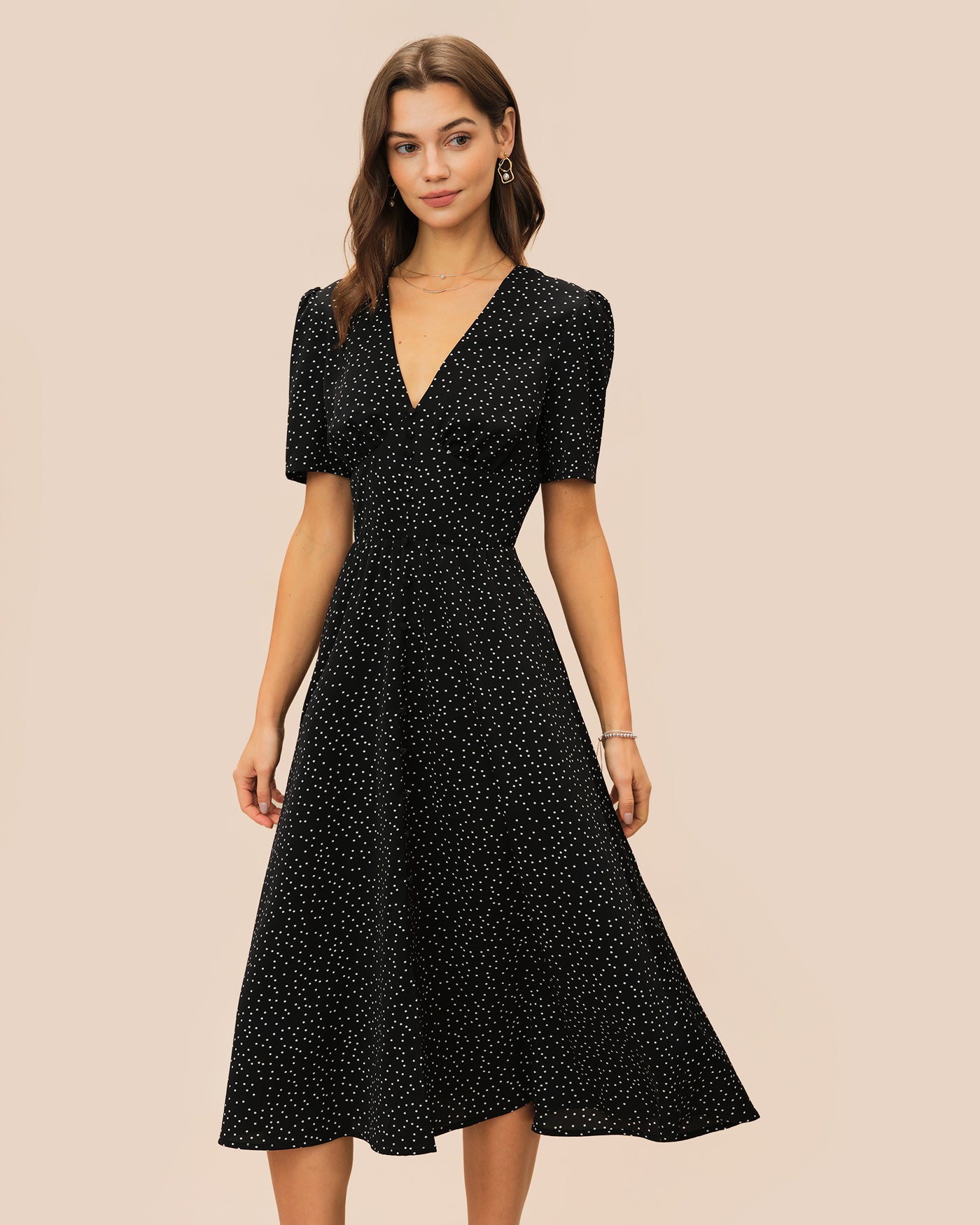 Women's Woven Polyester Midi Dress Dresses - RIHOAS