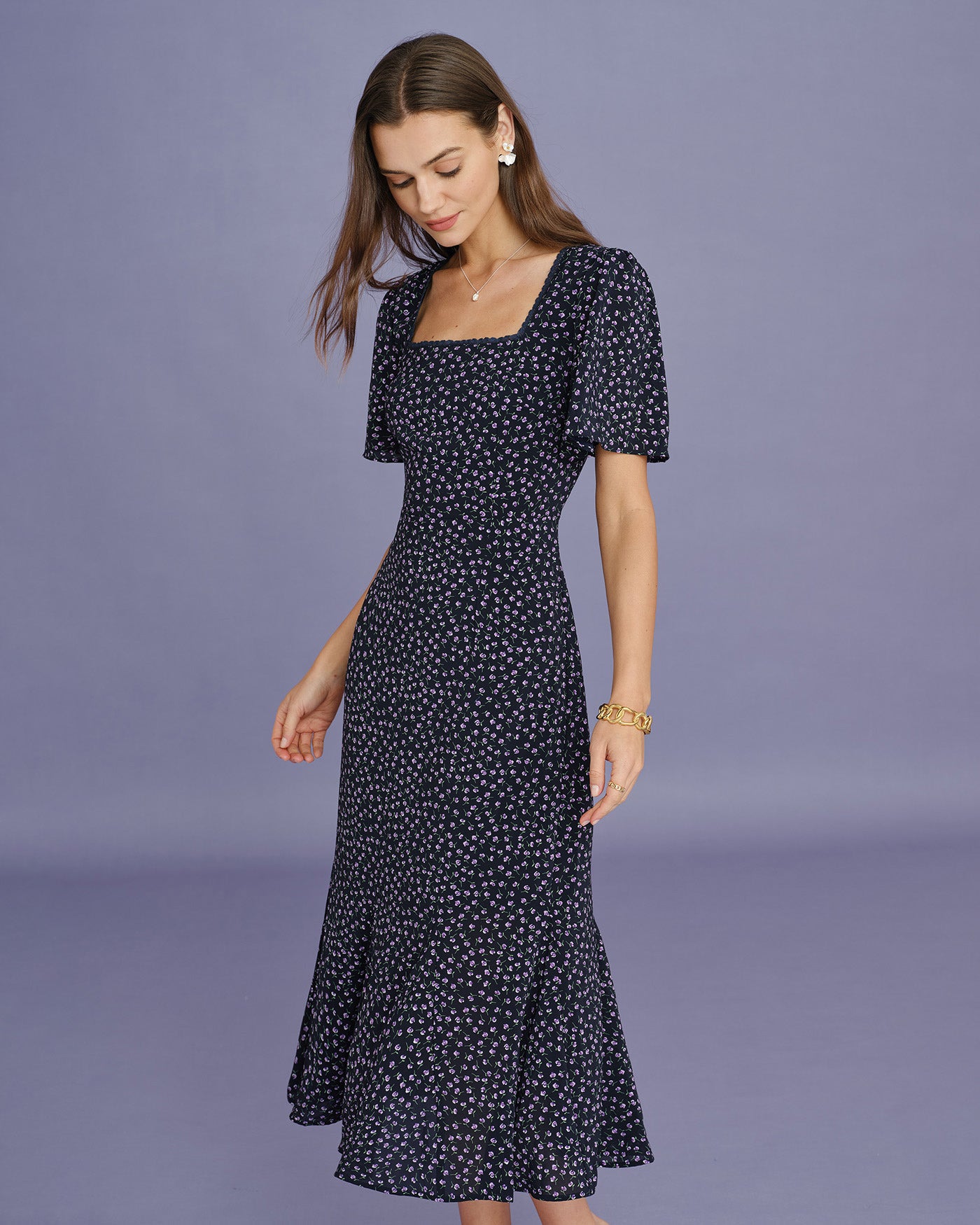 Women's Woven Polyester Midi Dress Dresses - RIHOAS