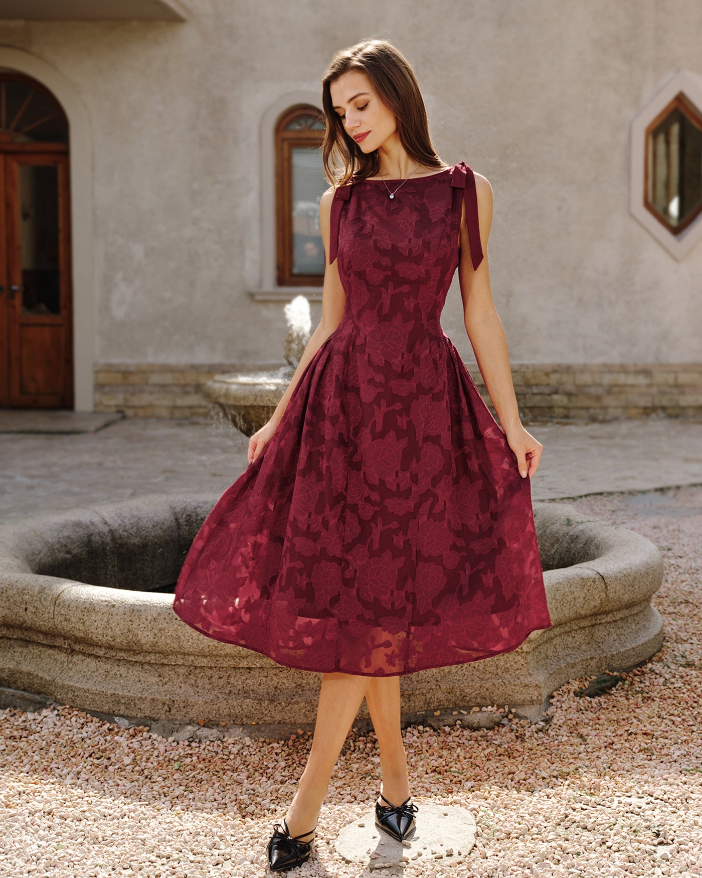 Women's Woven Polyester Midi Dress Dresses - RIHOAS