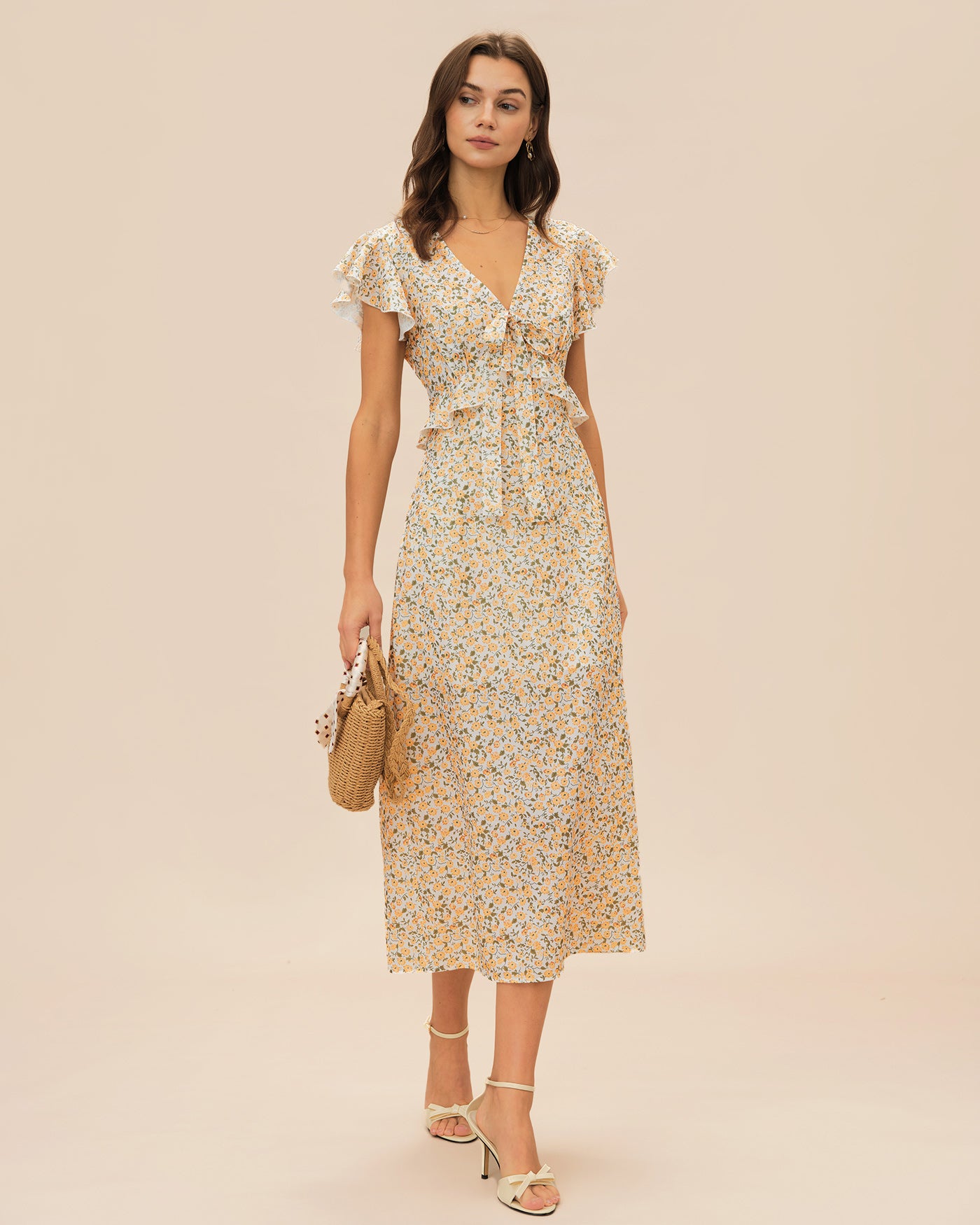 Women's Woven Polyester Midi Dress Dresses - RIHOAS