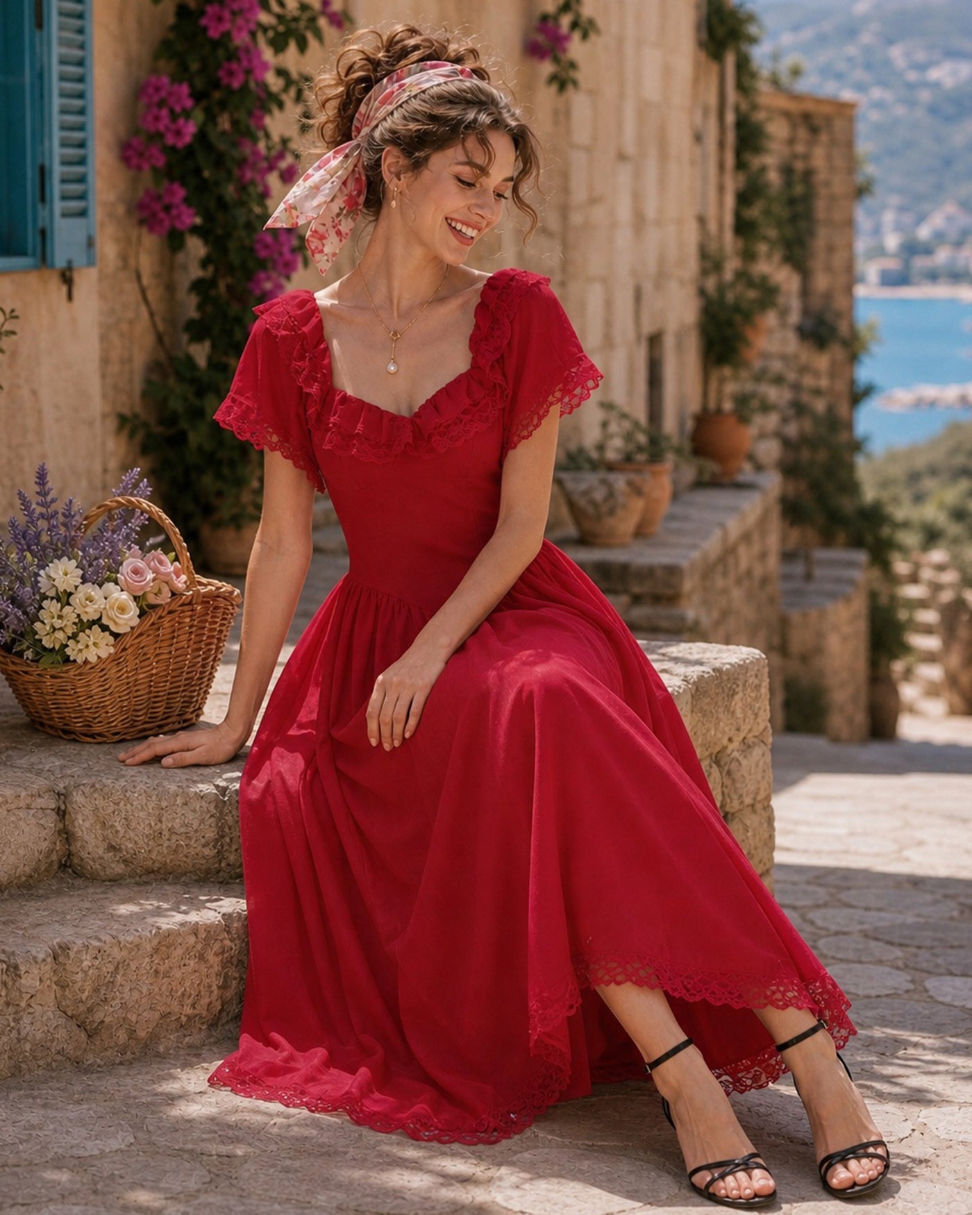 Women's Woven Polyester Midi Dress Dresses - RIHOAS
