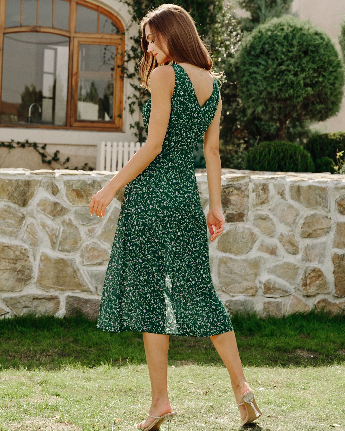 Women's Woven Polyester Midi Dress Dresses - RIHOAS