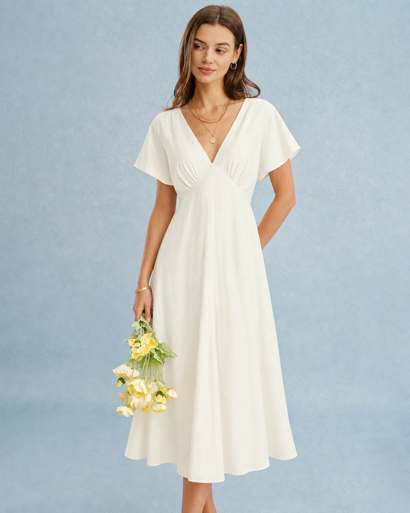 Women's Woven Polyester Midi Dress Dresses - RIHOAS