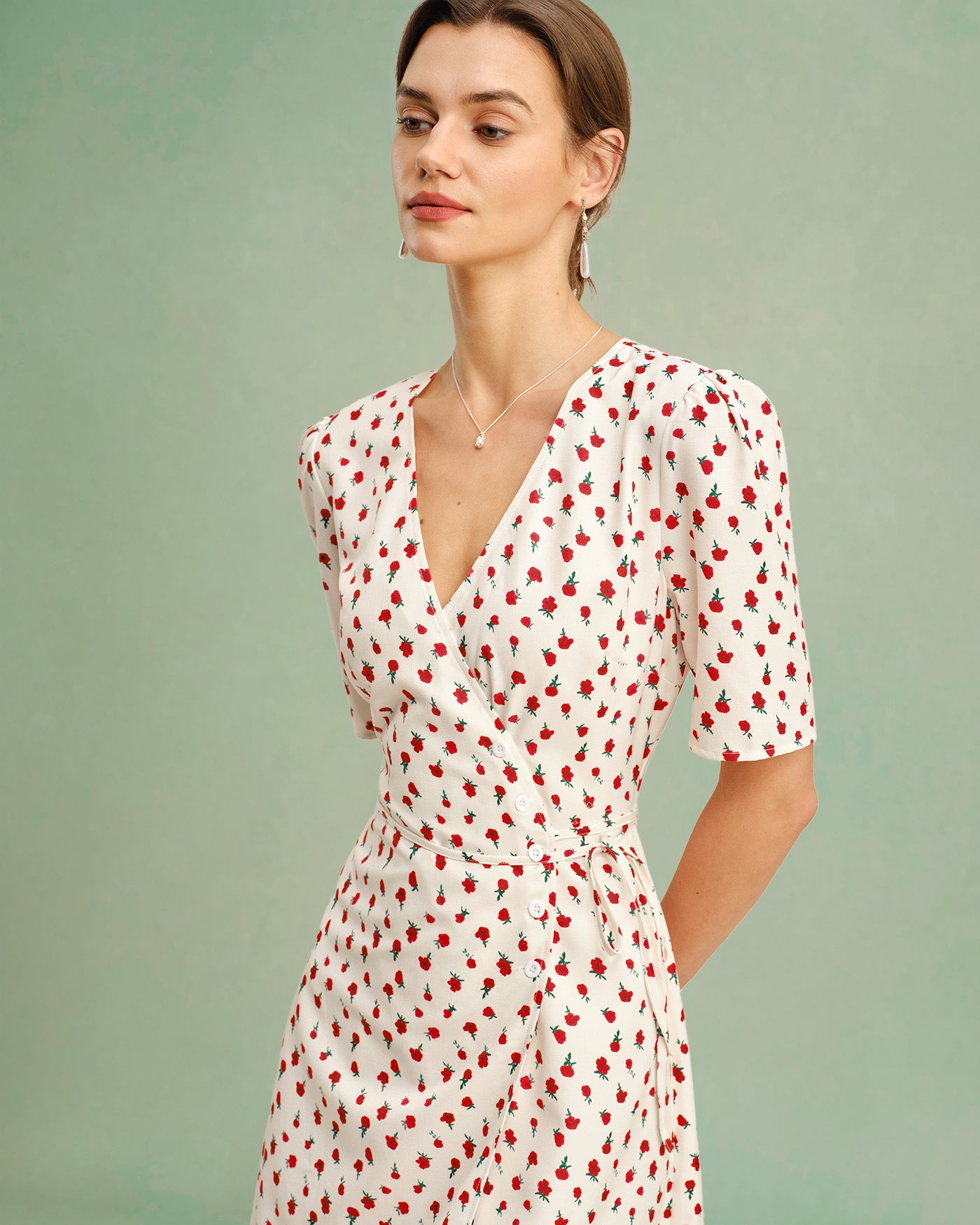 Women's Woven Polyester Midi Dress Dresses - RIHOAS