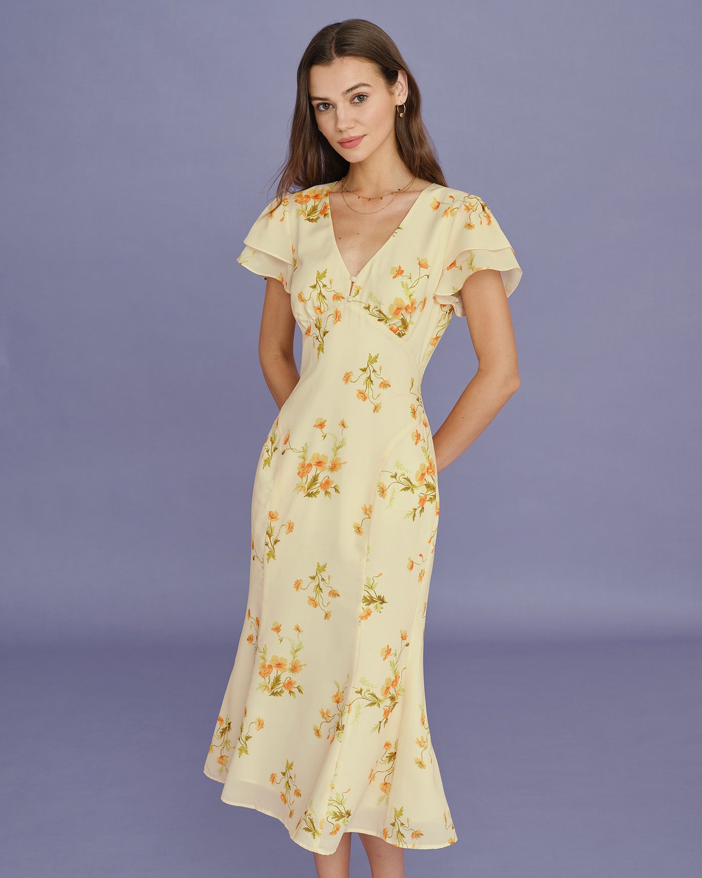 Women's Woven Polyester Midi Dress Dresses - RIHOAS