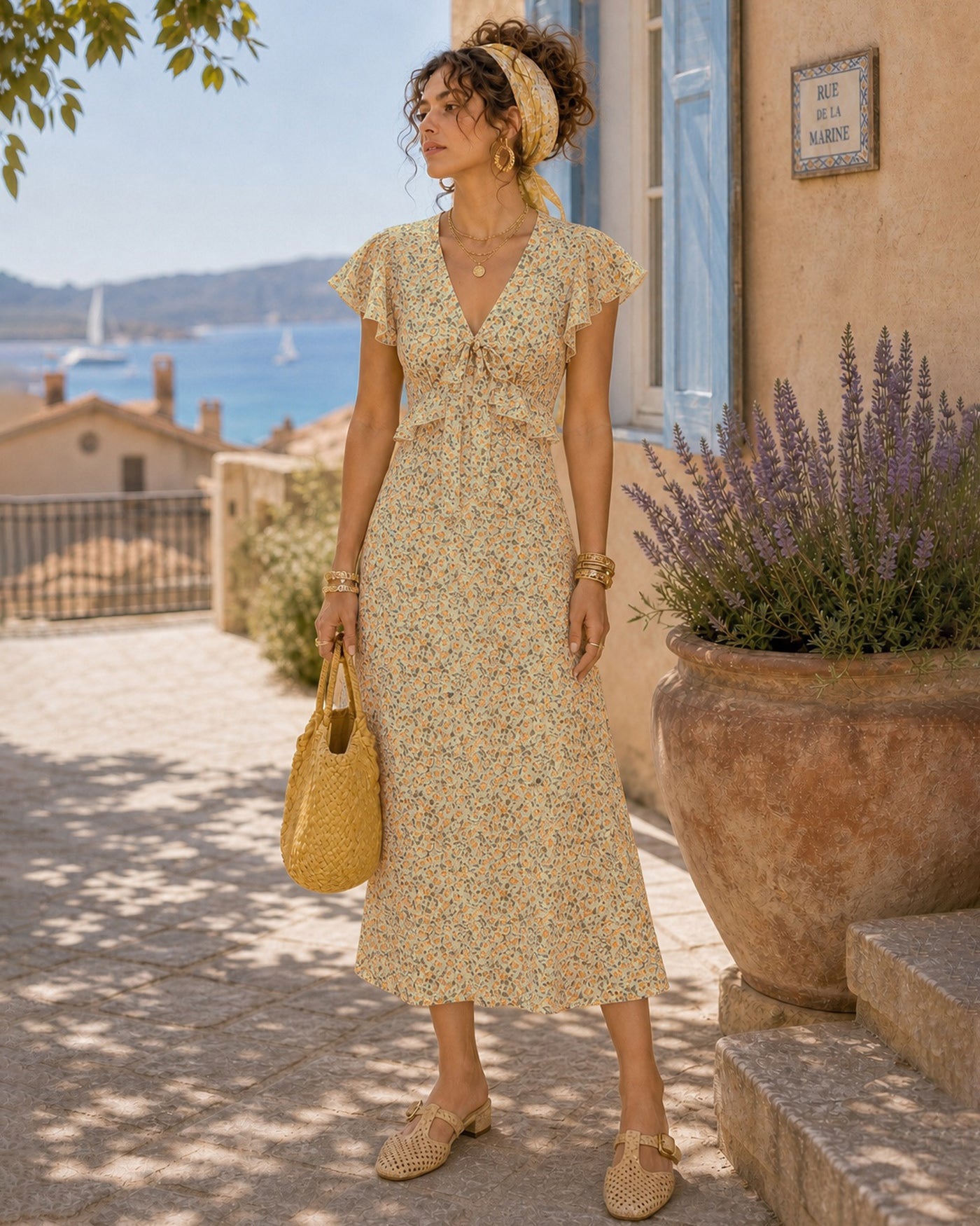 Women's Woven Polyester Midi Dress Dresses - RIHOAS