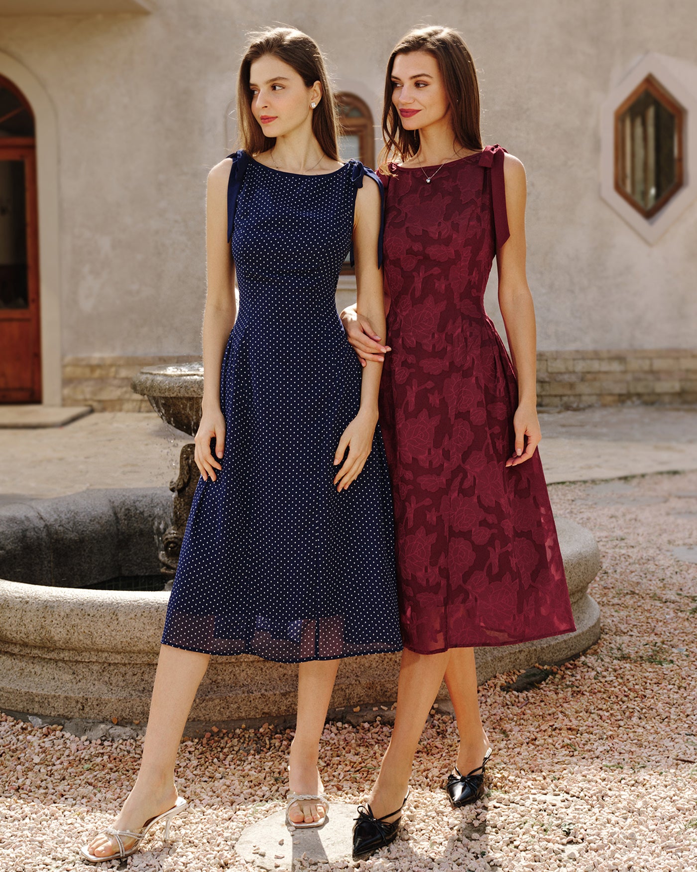 Women's Woven Polyester Midi Dress Dresses - RIHOAS