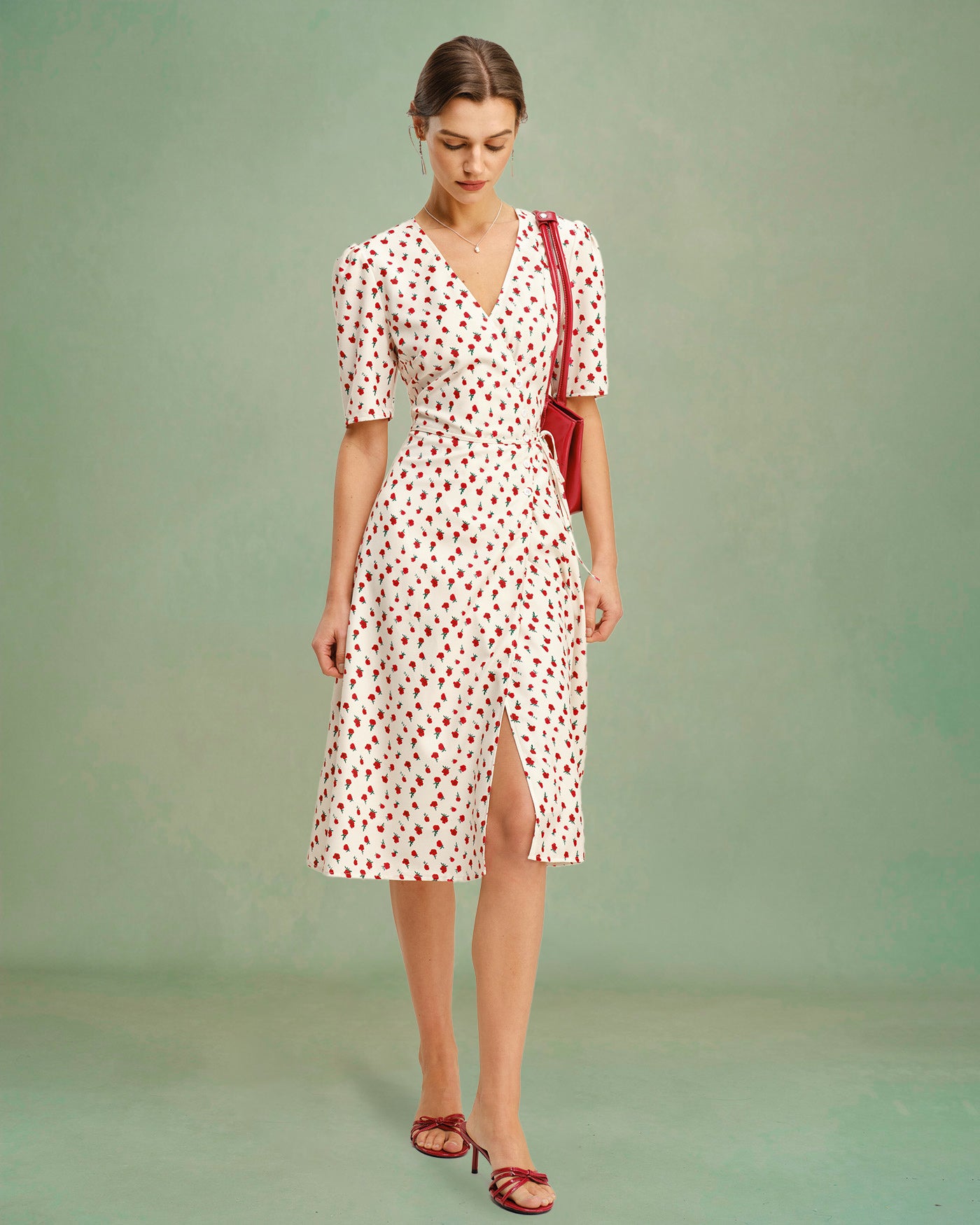 Women's Woven Polyester Midi Dress Dresses - RIHOAS