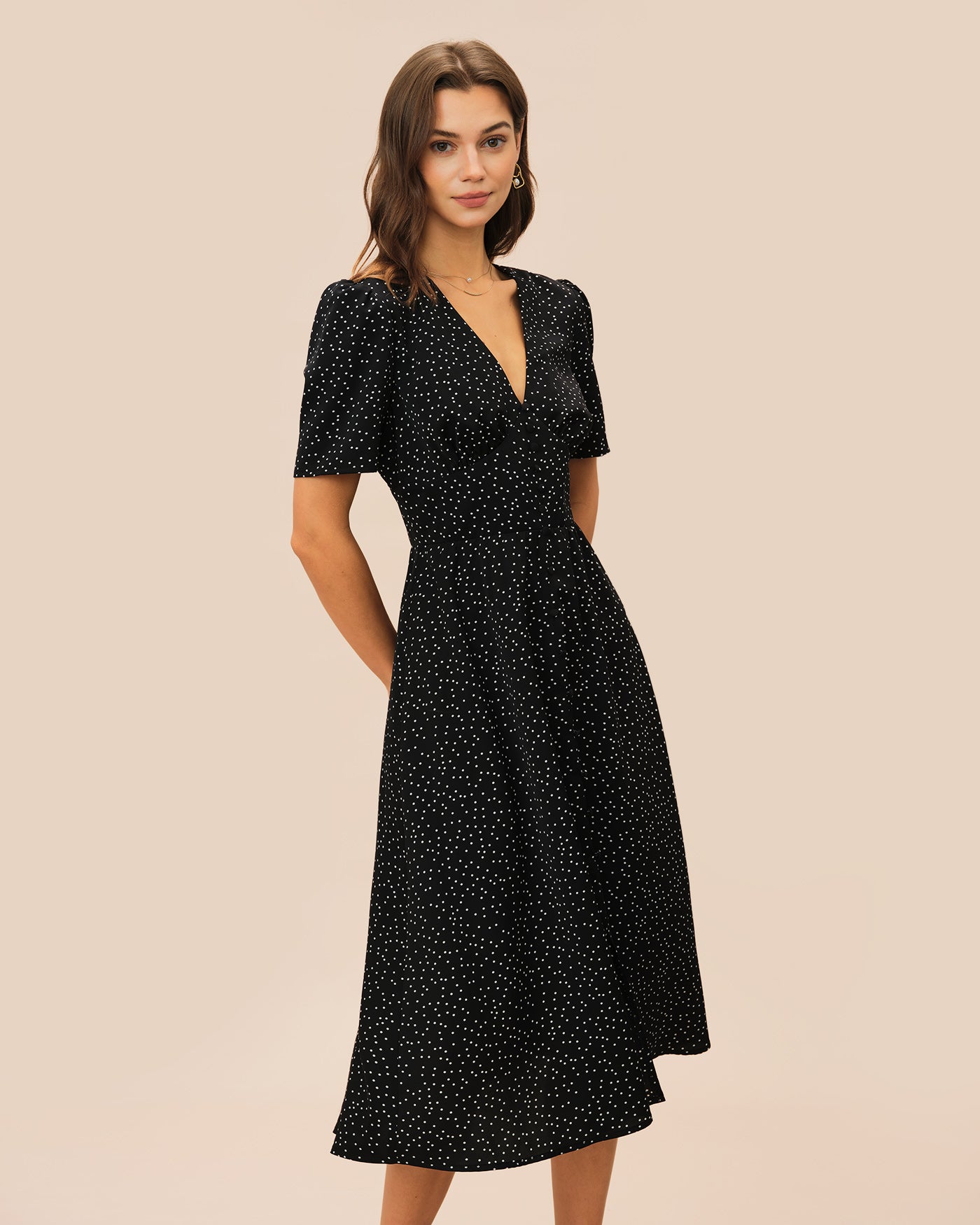 Women's Woven Polyester Midi Dress Dresses - RIHOAS