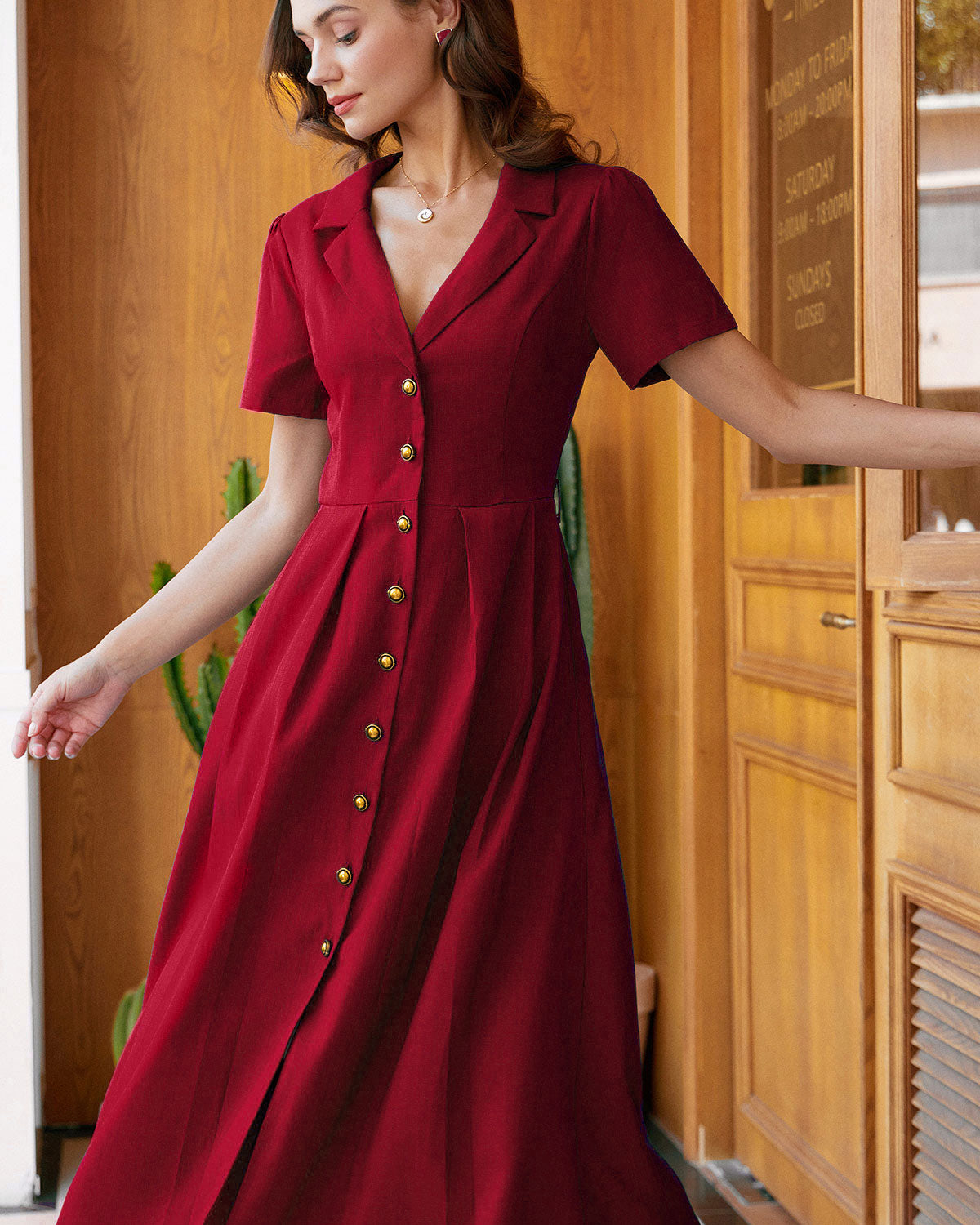 Women's Woven Polyester Midi Dress Dresses - RIHOAS