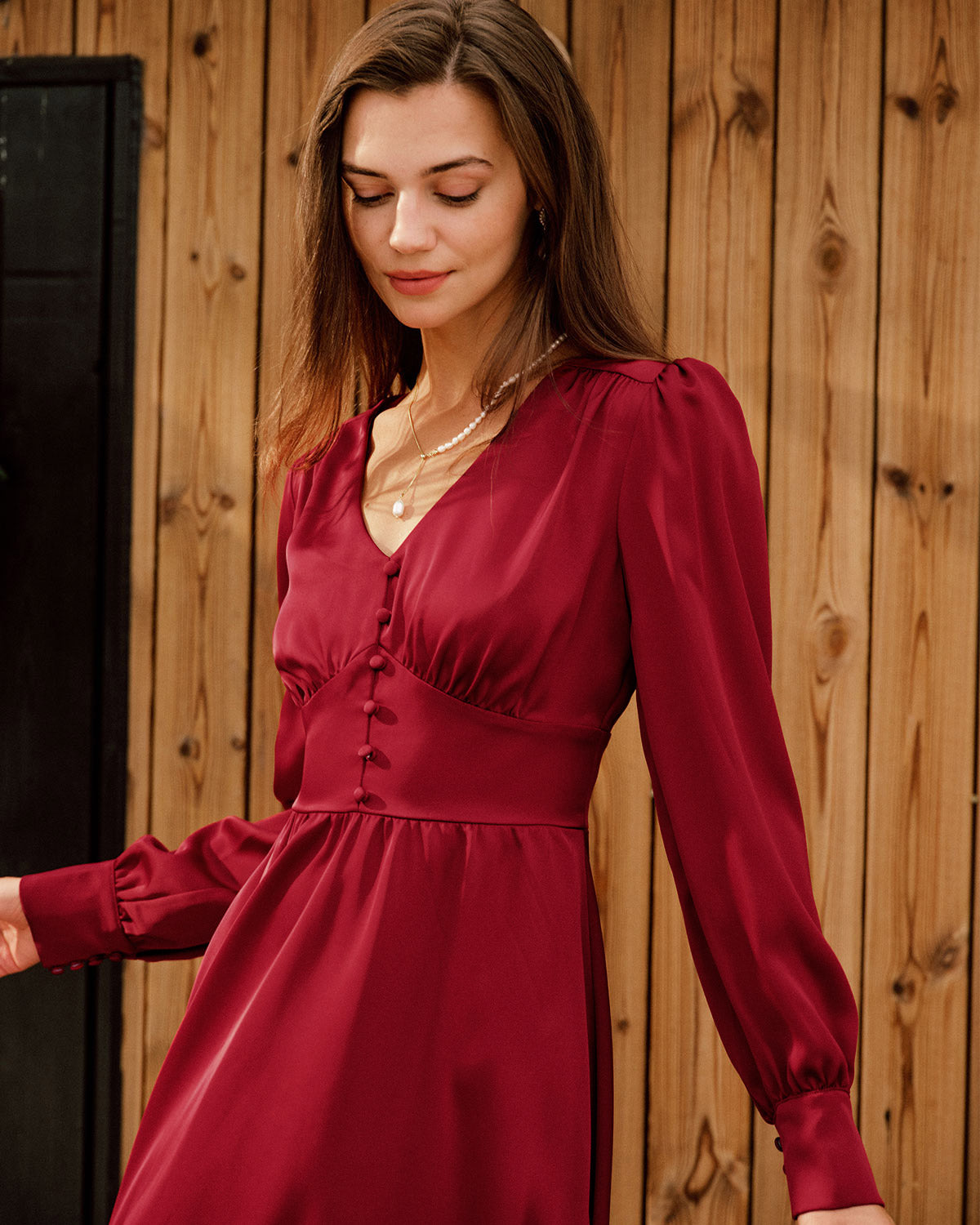 Women's Woven Polyester Midi Dress Dresses - RIHOAS