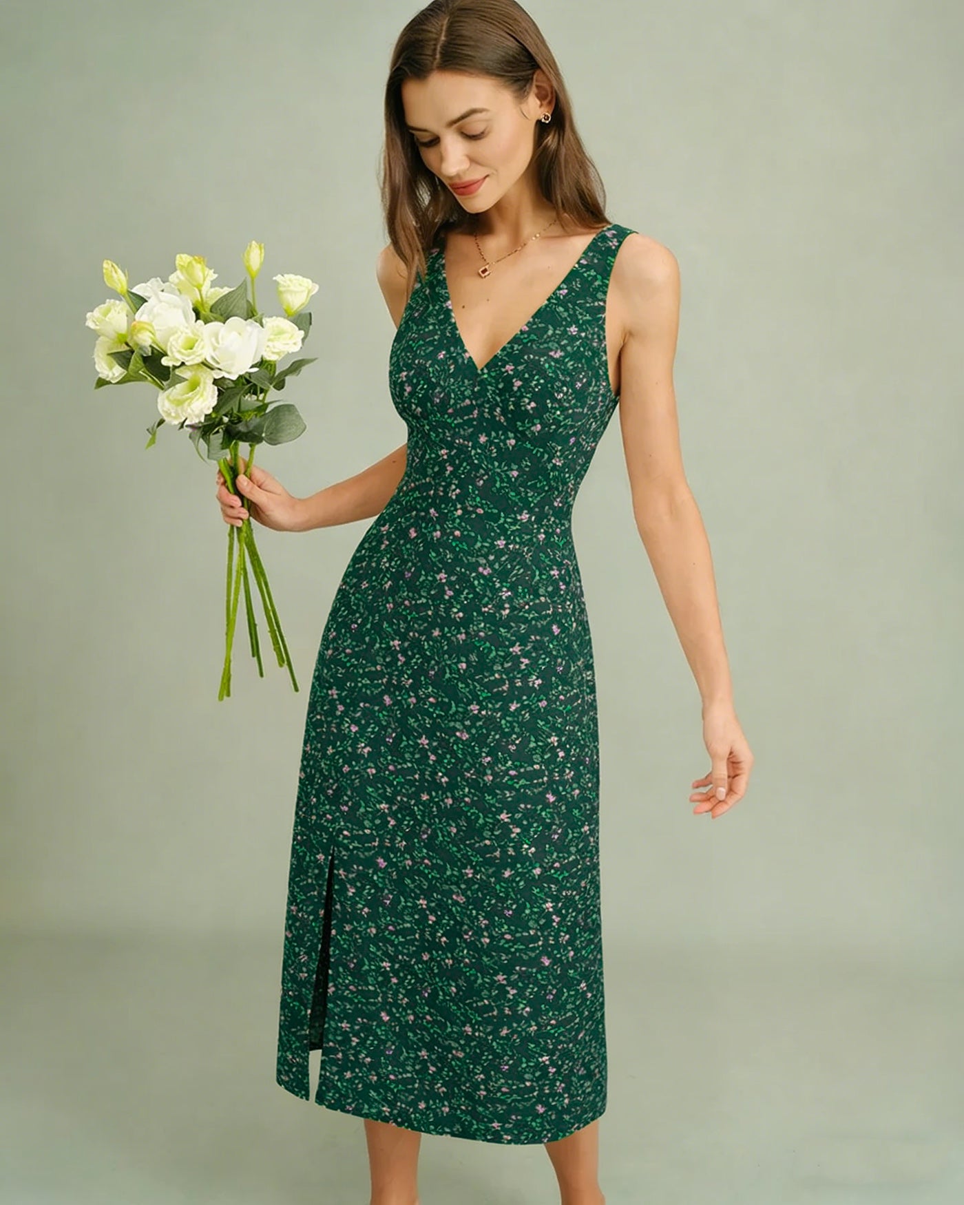 Women's Woven Polyester Midi Dress Dresses - RIHOAS