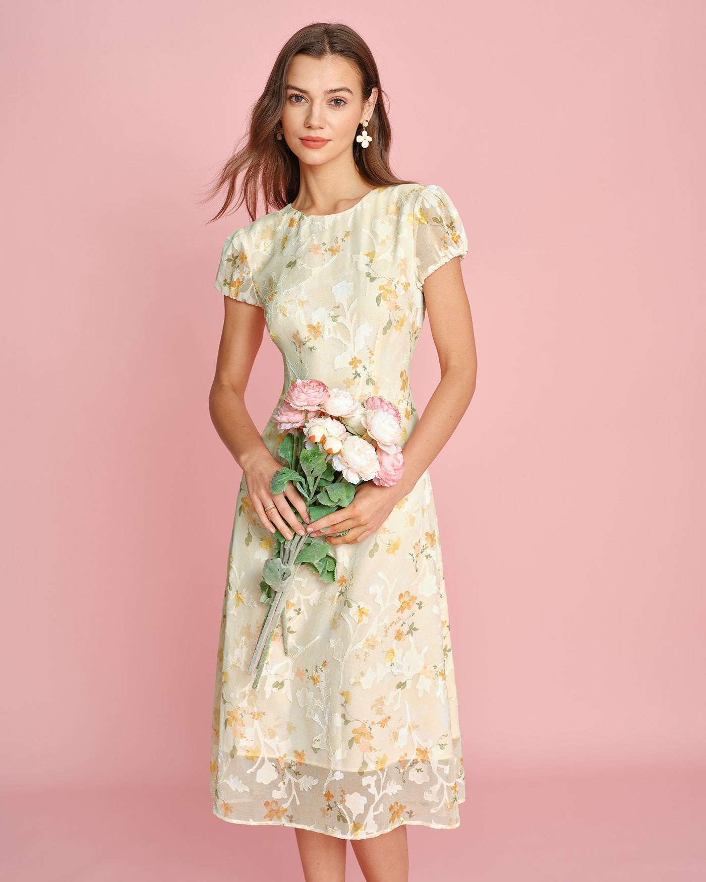 Women's Woven Polyester Midi Dress Dresses - RIHOAS