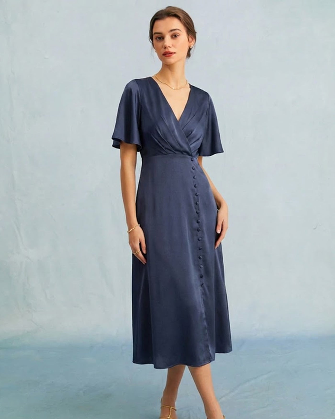 Women's Woven Polyester Midi Dress Dresses - RIHOAS