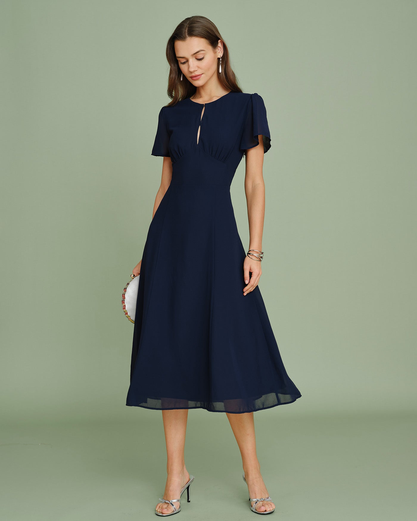 Women's Woven Polyester Midi Dress Dresses - RIHOAS