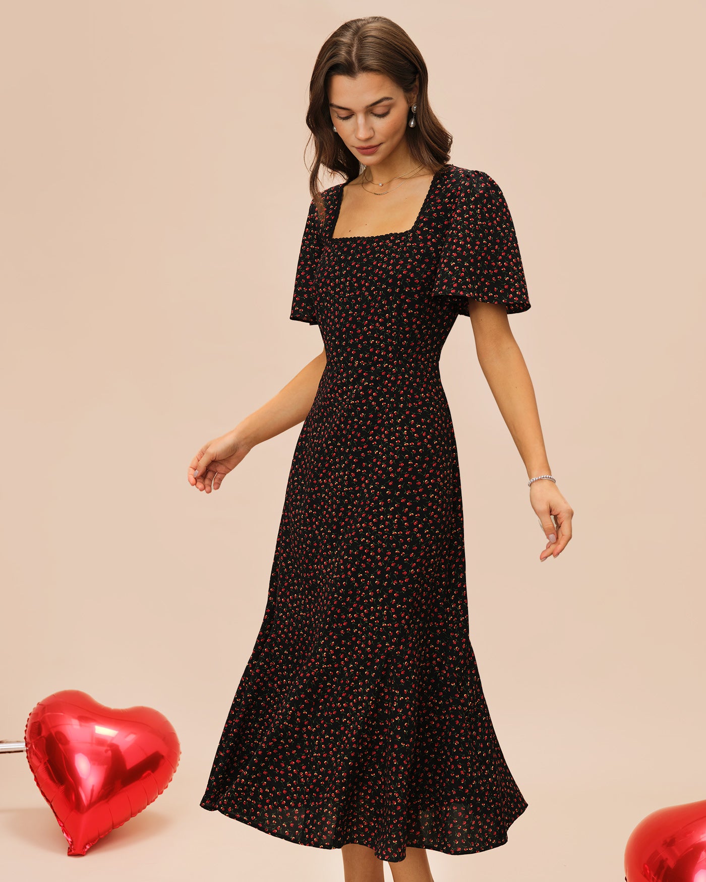 Women's Woven Polyester Midi Dress Dresses - RIHOAS