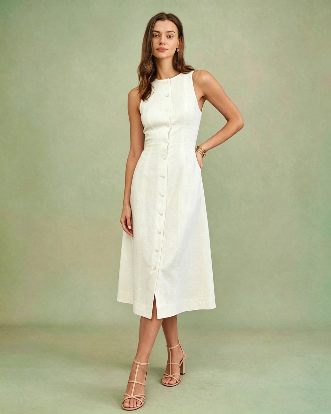 Women's Woven Polyester Midi Dress Dresses - RIHOAS