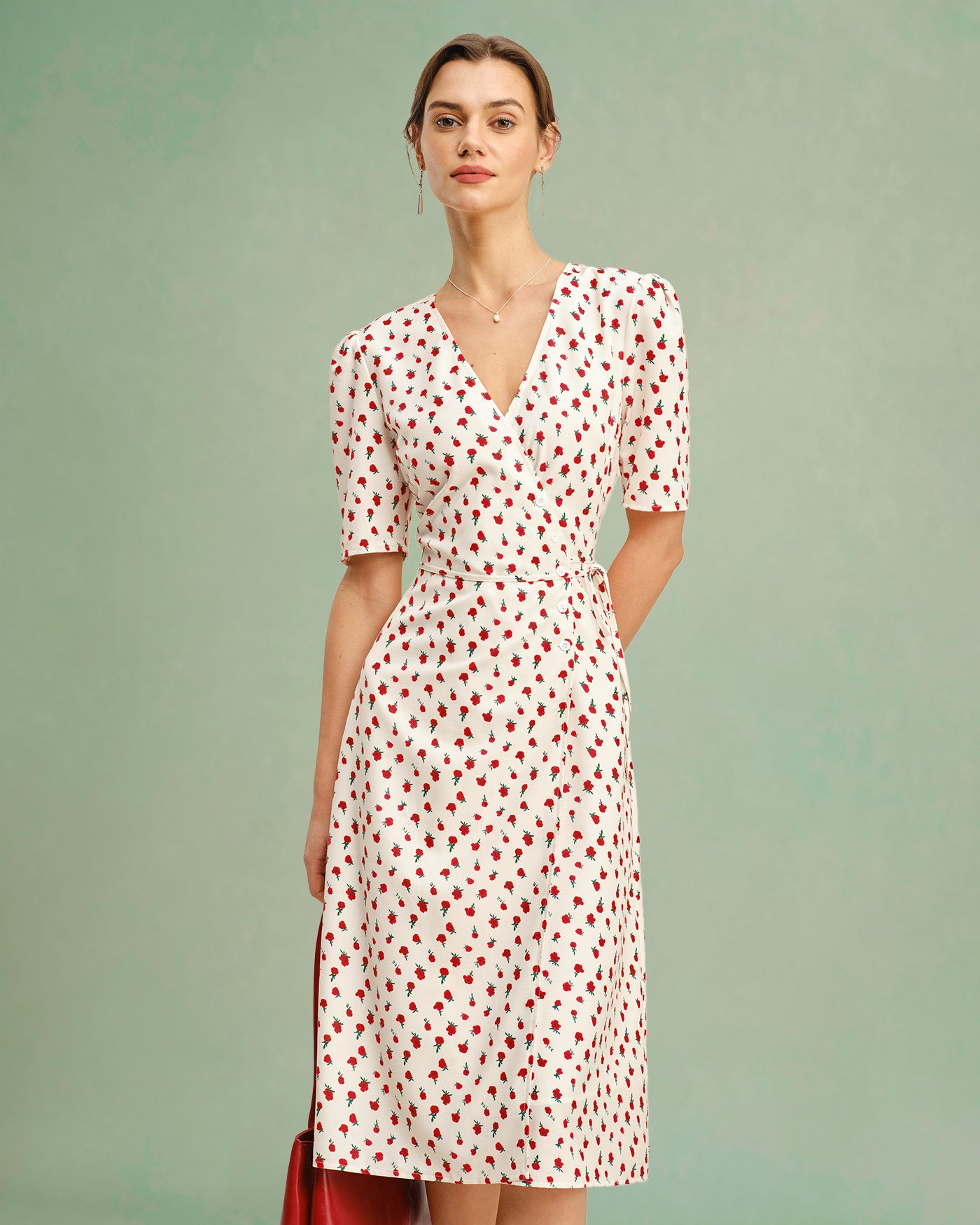 Women's Woven Polyester Midi Dress Dresses - RIHOAS