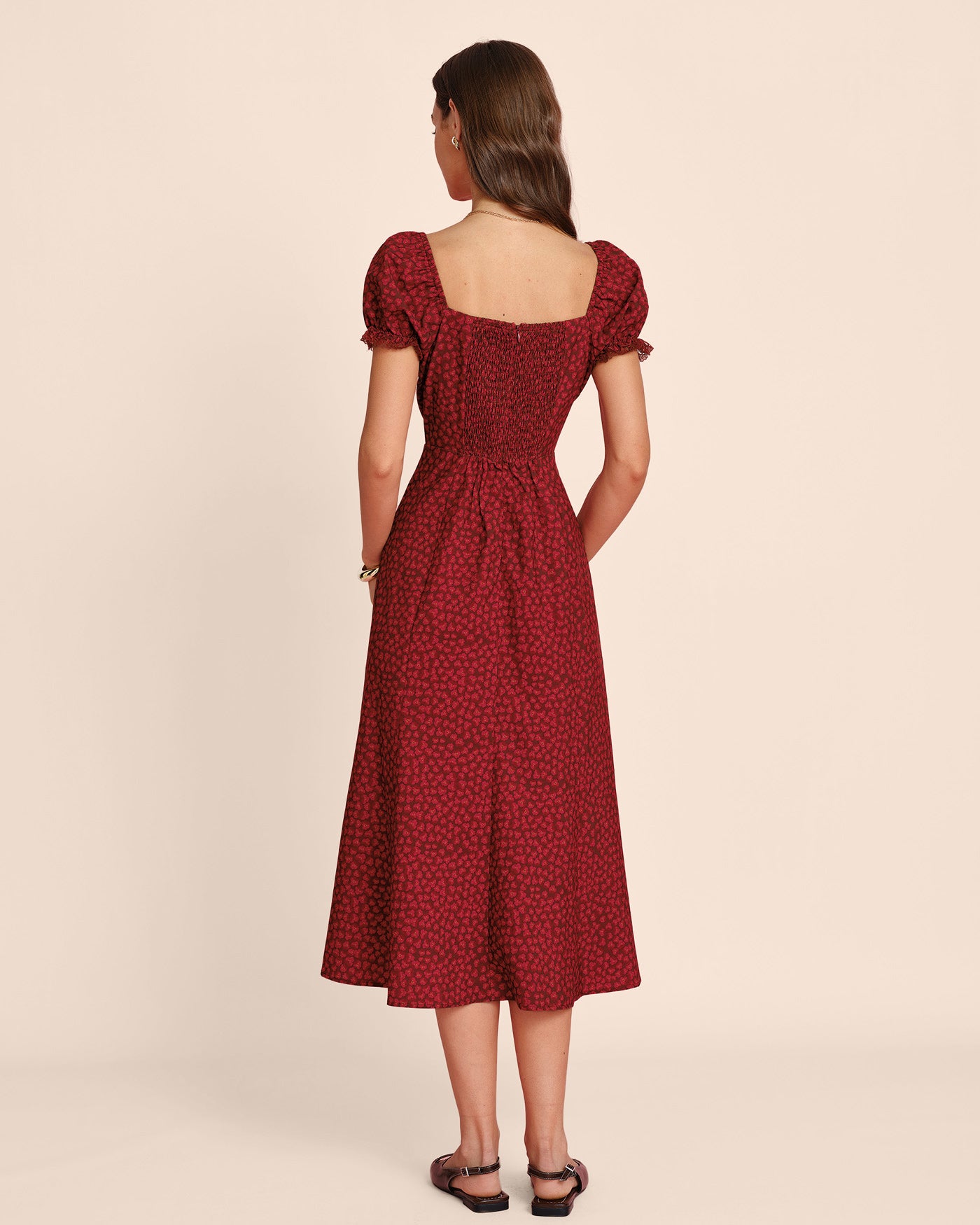Women's Woven Polyester Midi Dress Dresses - RIHOAS